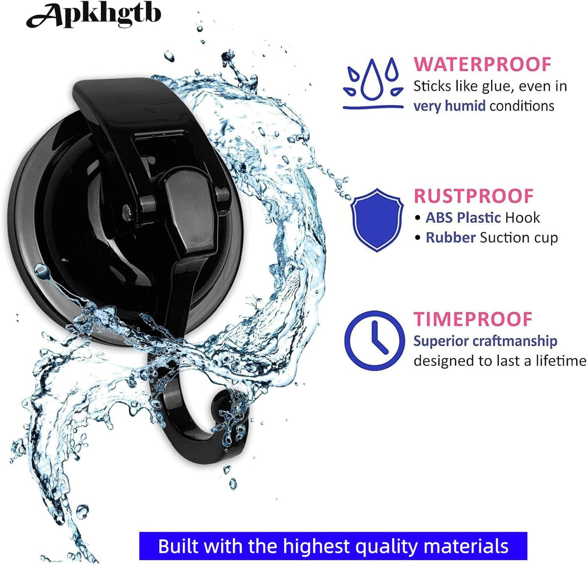 Heavy Duty Vacuum Wreath Cup Hook, Easy to Install and Remove, No Hole Punched,Black- Plated