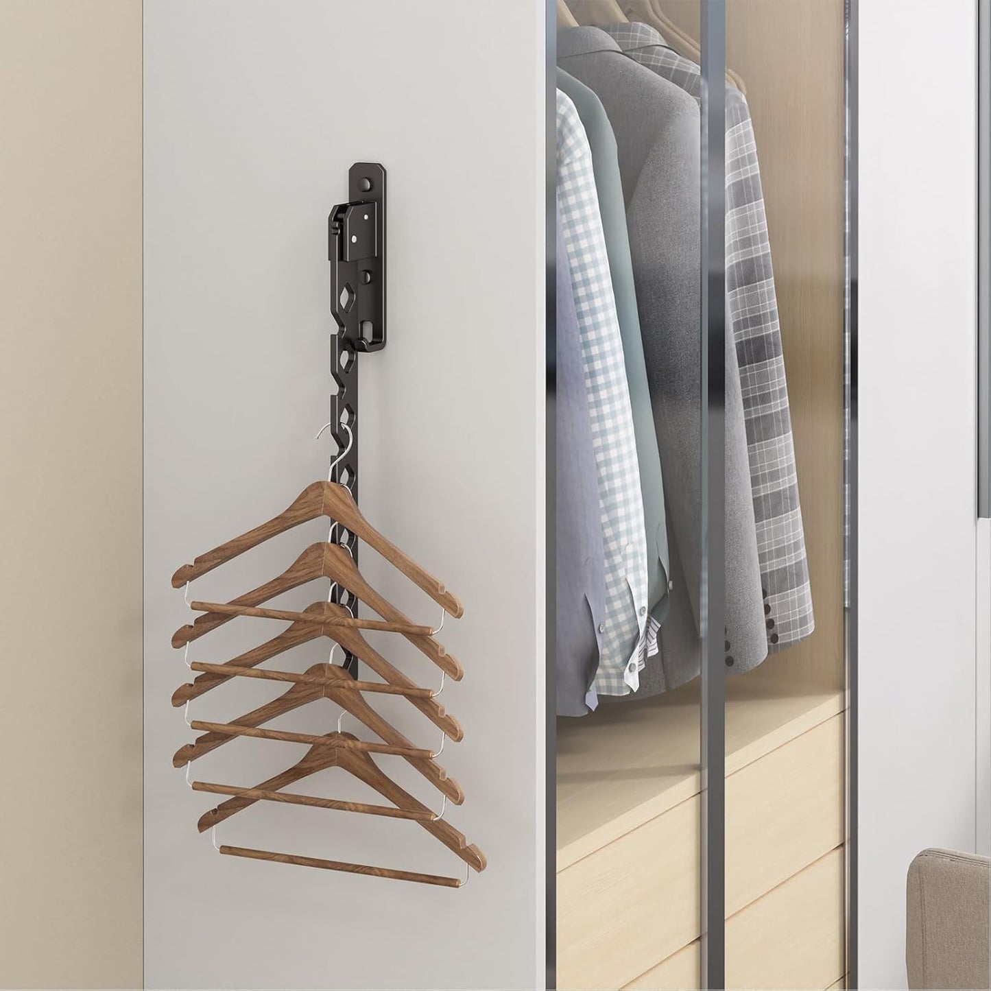 Wall Mounted Clothes Drying Rack, Wall Clothes Hanger Hook for Laundry Room Hanger Foldable, Wall