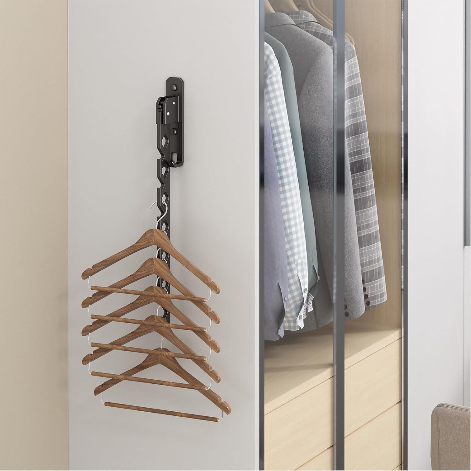Wall Mounted Clothes Drying Rack, Wall Clothes Hanger Hook for Laundry Room Hanger Foldable, Wall