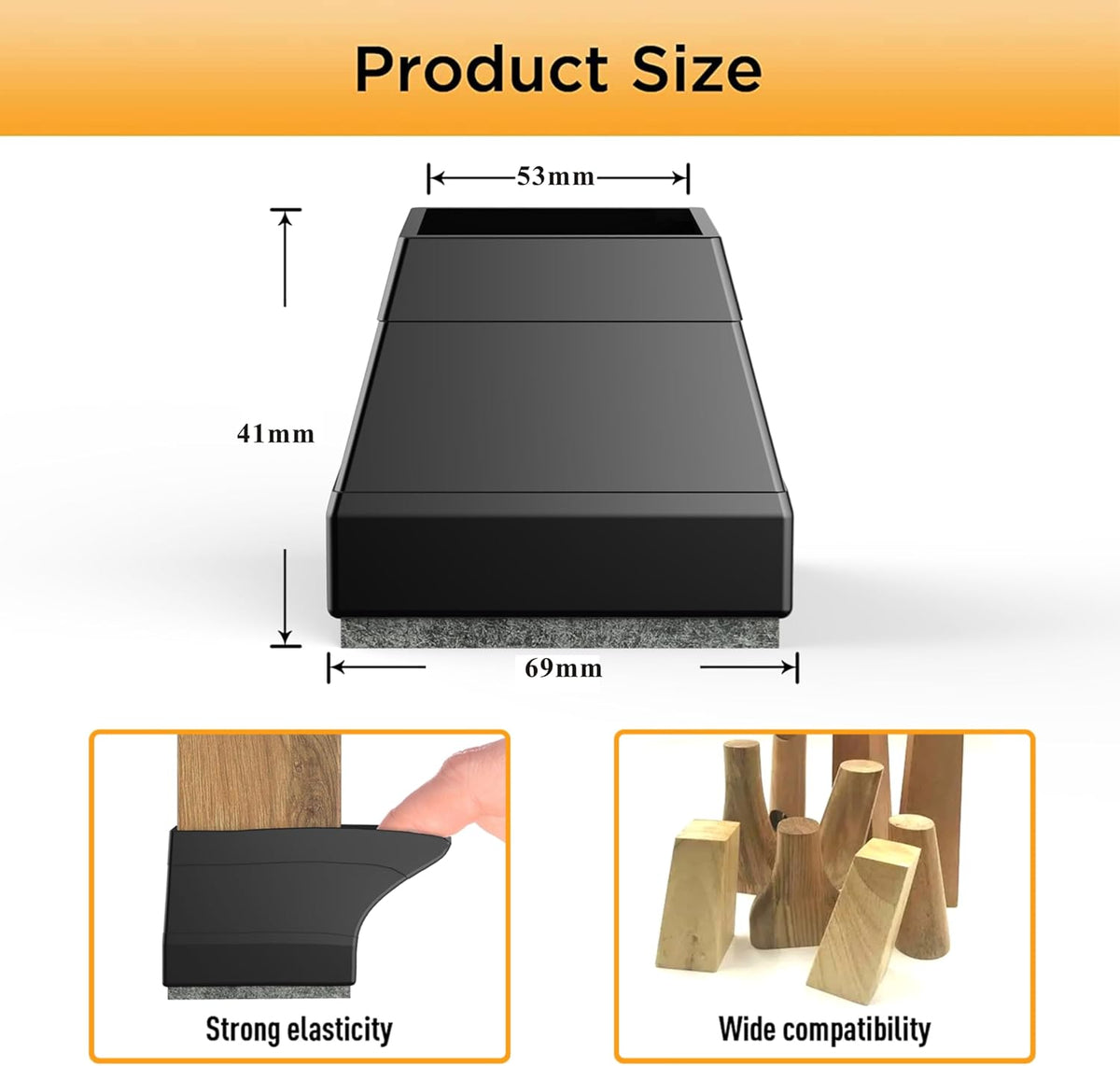 Square Chair Leg Protectors for Hardwood Floors,16 Pcs Silicone Felt Furniture Legs Caps to Prevent