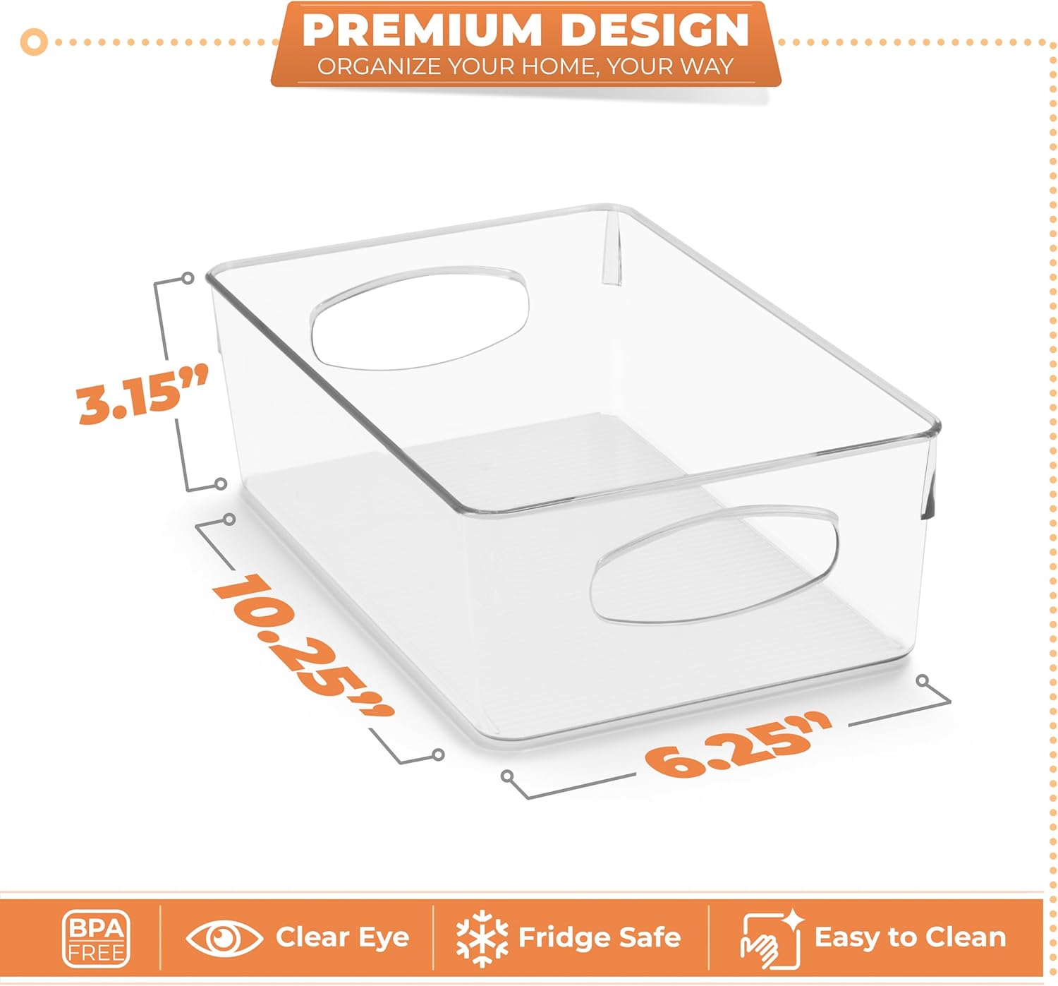 Sorbus Medium Clear Plastic Storage Bins for Organizing, 10 Pack Clear Organizer Bins with Handles