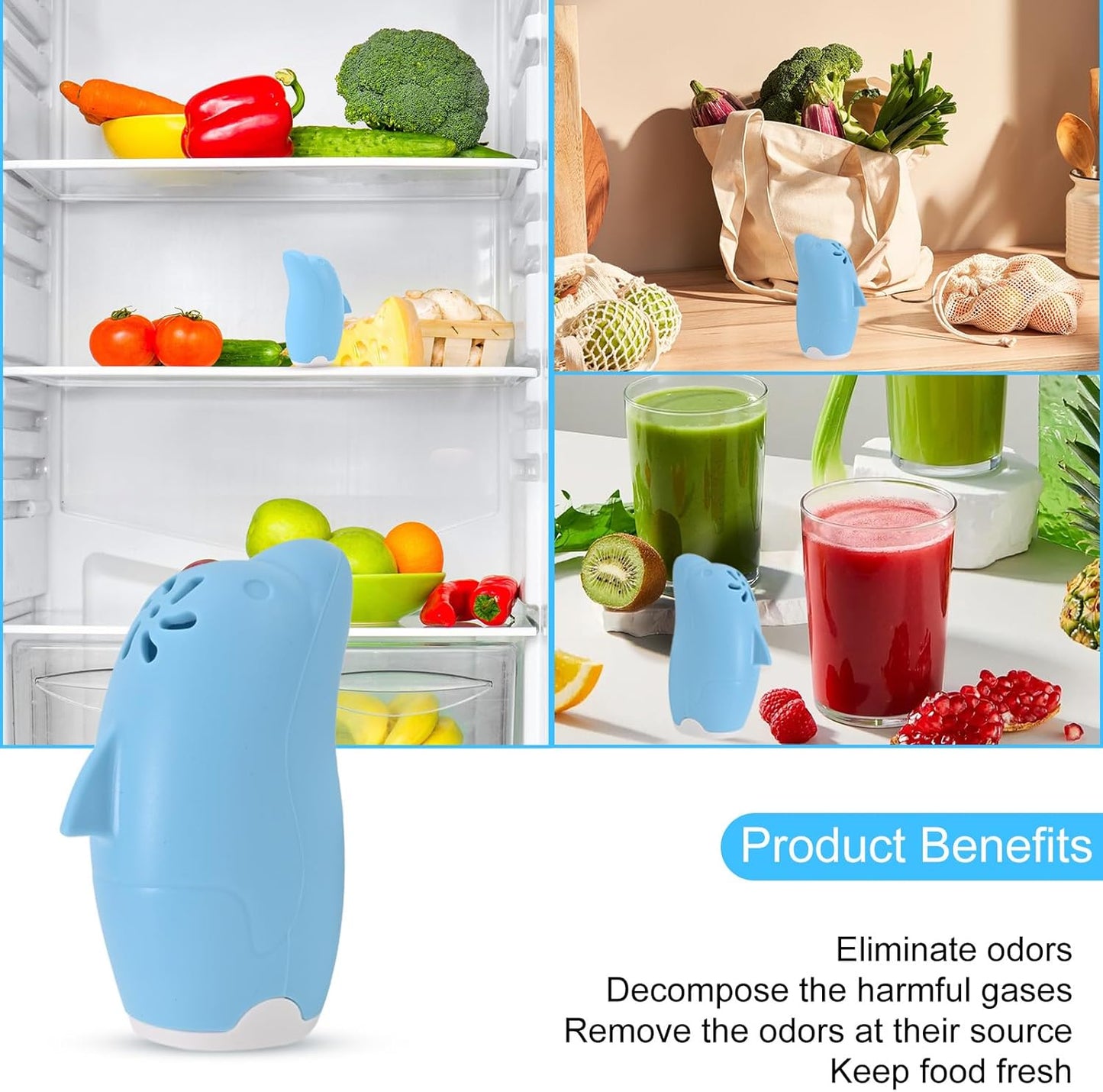 Asltw Dolphin Refrigerator Deodorizer, Refrigerator Odor Eliminator, Fridge Air Freshener
