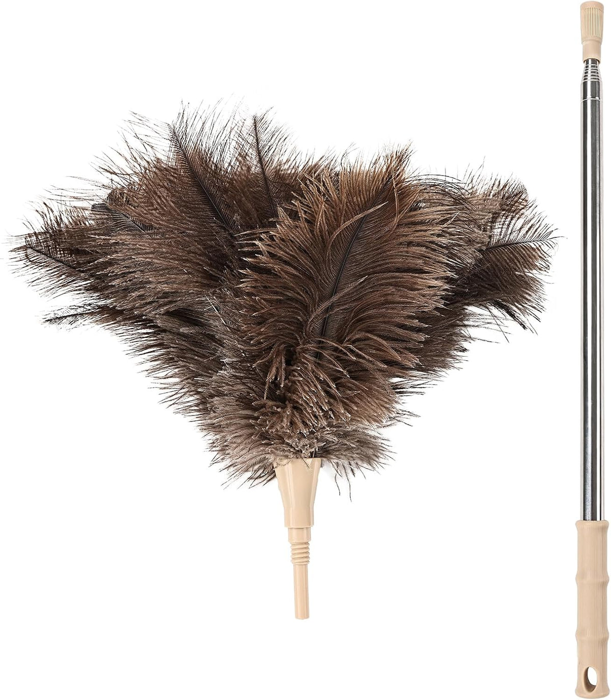 Extendable Cleaning Duster 94 Inch - Long Telescoping Ostrich Feather Dusters with Stainless Steel