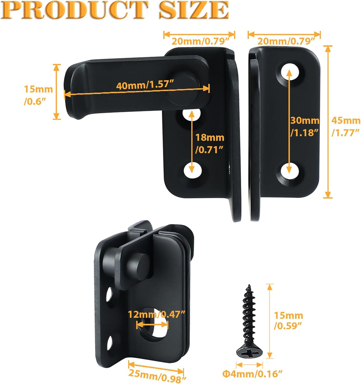 Alise Flip Latch Gate Latch Black,Shed Door Latch Barn Door Lock Shed Lock Shed Latch,Stainless