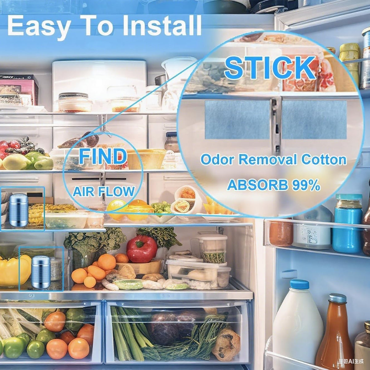 Fridge Deodorizer Odor Eliminators – Activated Carbon, 10-Year Lifespan for Fridge & Freezer, Room