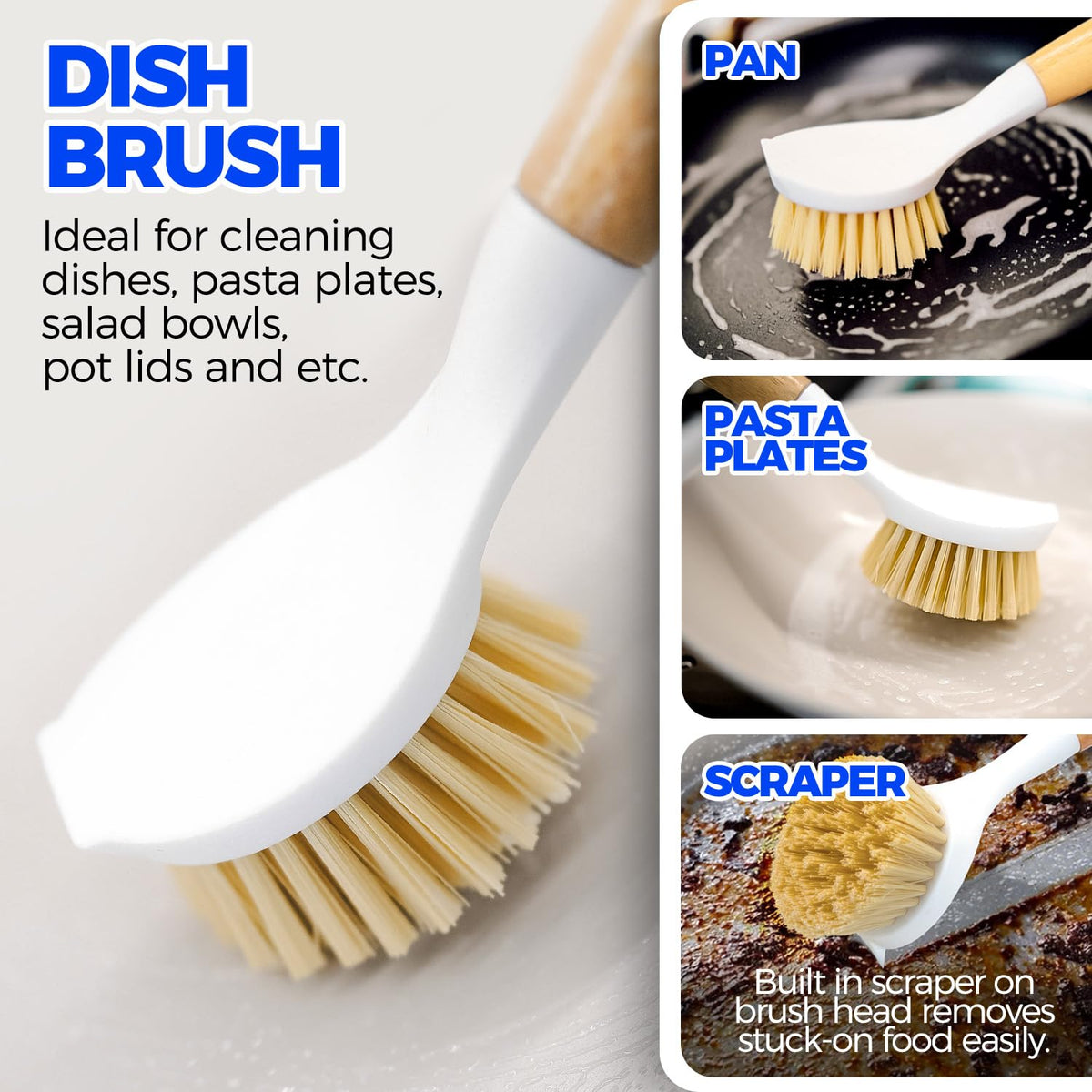 Holikme 6 Pack Dish Brush with Bottle Brush Scrub Brush Straw – view 3
