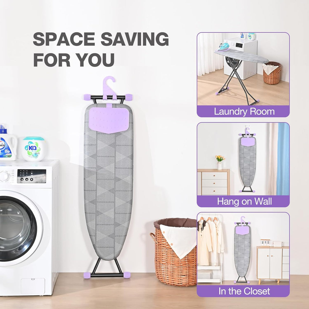 APEXCHASER Ironing Board with Iron Rest, Compact and Space Saver Iron Board, Extra Thick Cover