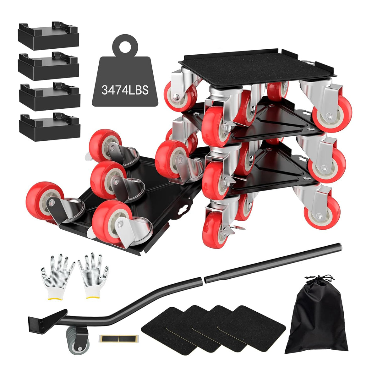 【Upgrade Large】 Furniture Dolly,Furniture Movers with 5 Wheels,Carbon Steel Panel Heavy Duty