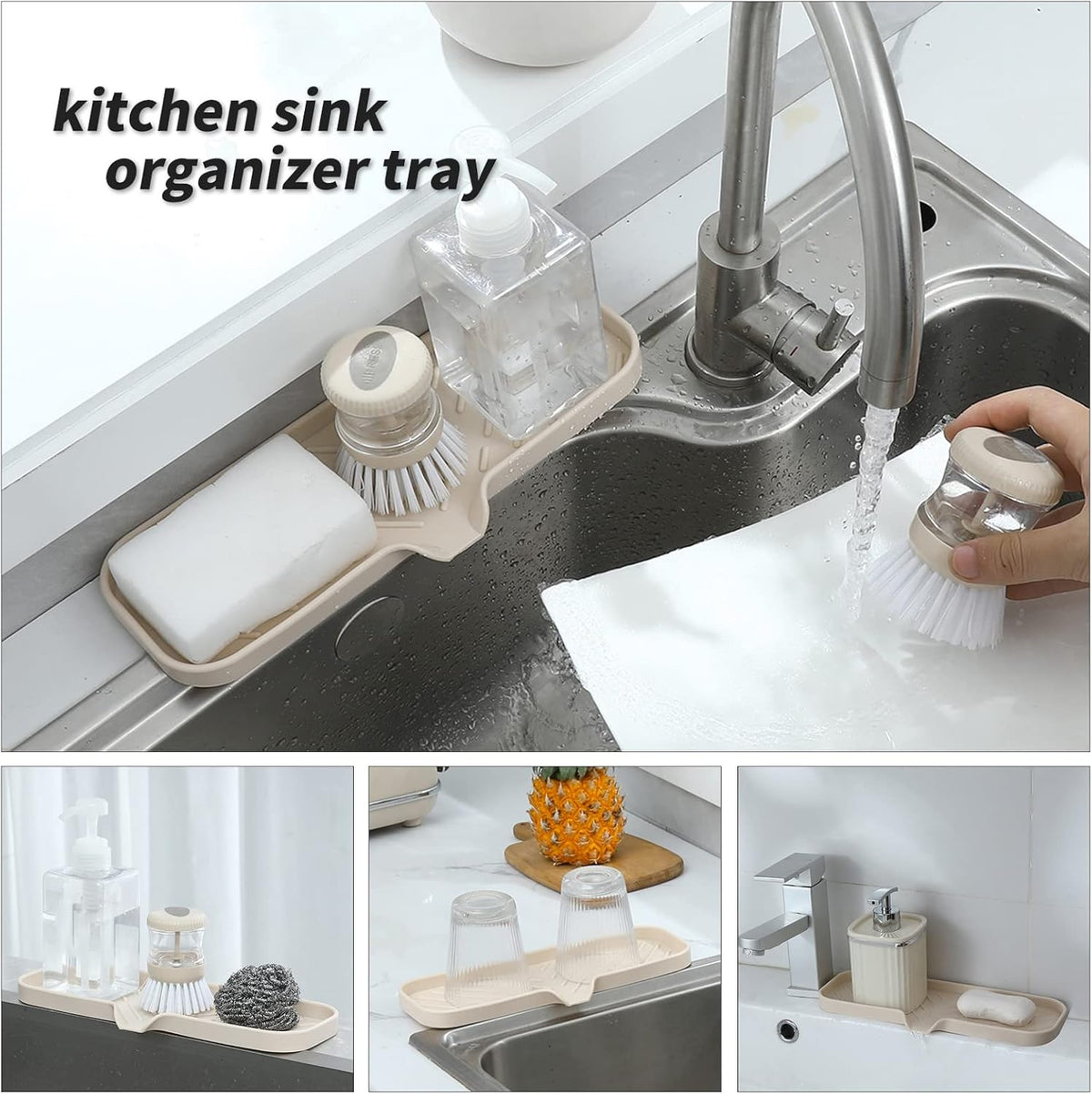 Silicone Bathroom Soap Dishes with Drain Spout-Bathroom and Kitchen Sink Organizer,Sponge