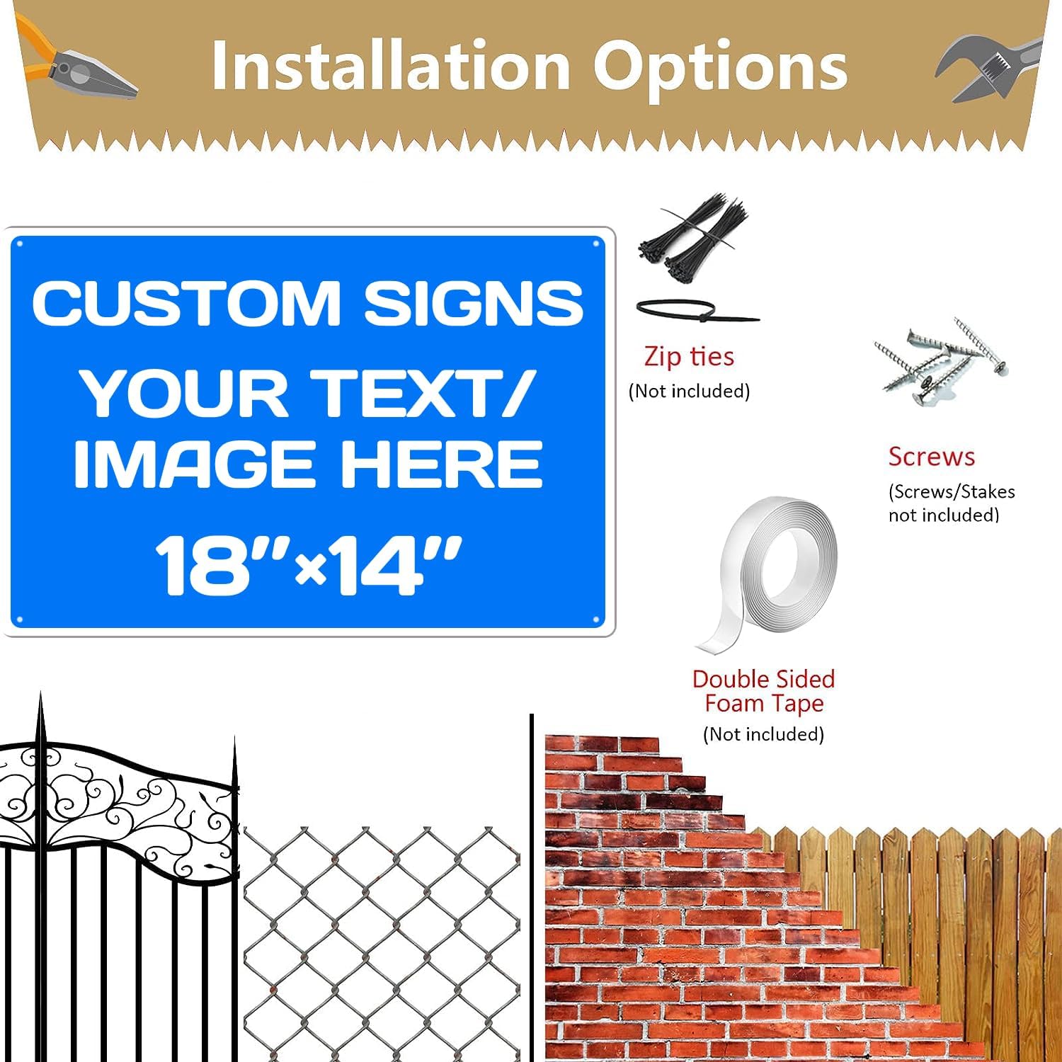 Custom Signs Outdoor and Indoor,Aluminum Weatherproof Metal Sign Multiple Sizes Custom Personalized
