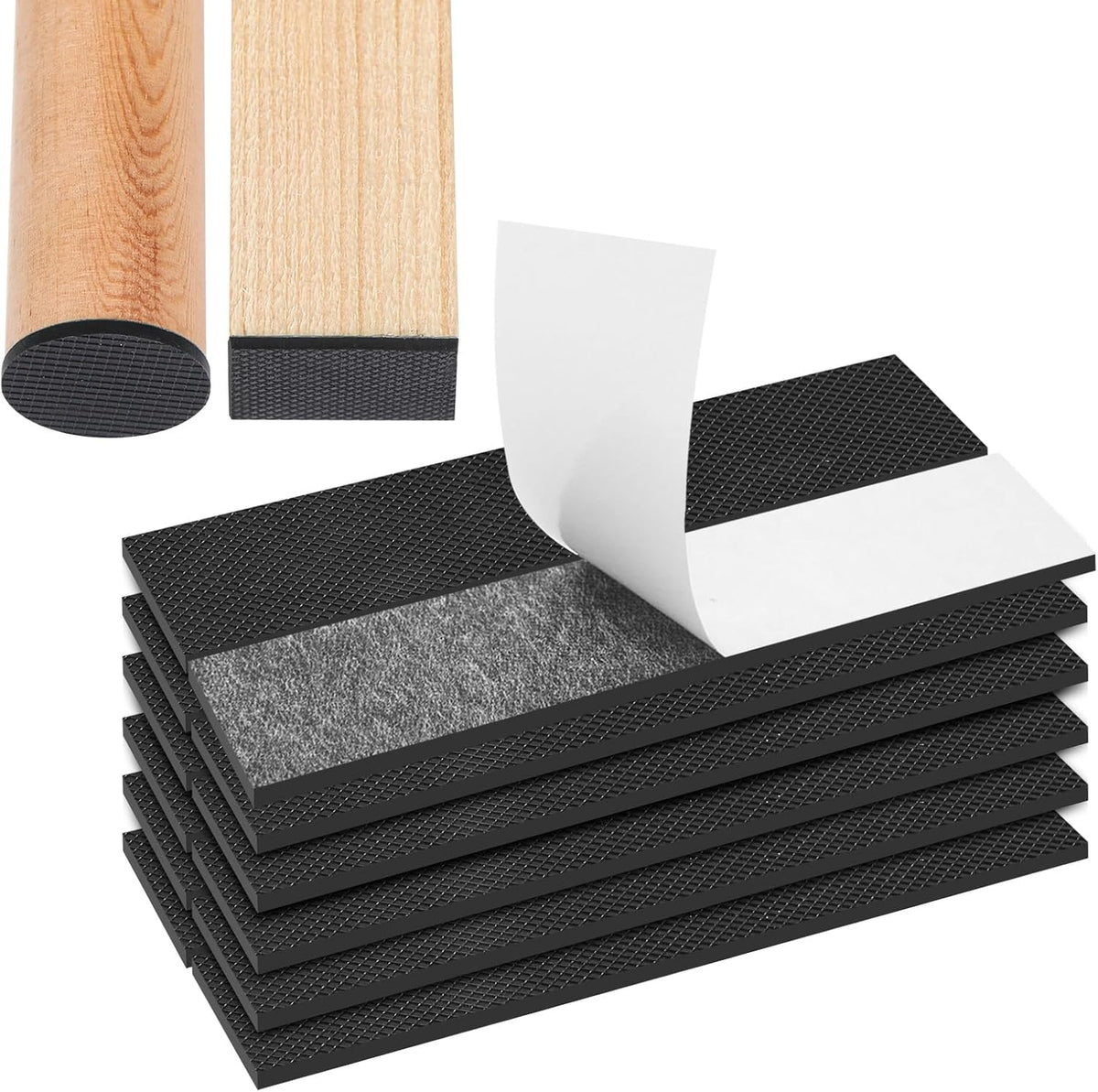 CHUNZEXI Non Slip Furniture Pads 12 PCS 4" x 1", Self Adhesive Rubber Grippers for Furniture Legs