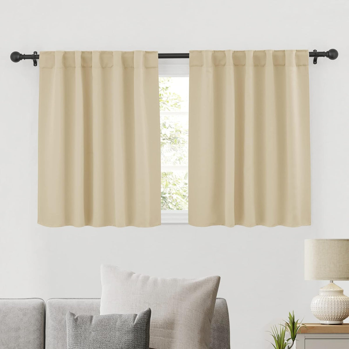 RYB HOME Short Blackout Curtains 36 inches, Solid Heavy Duty Small Window Treatment Room Darkening