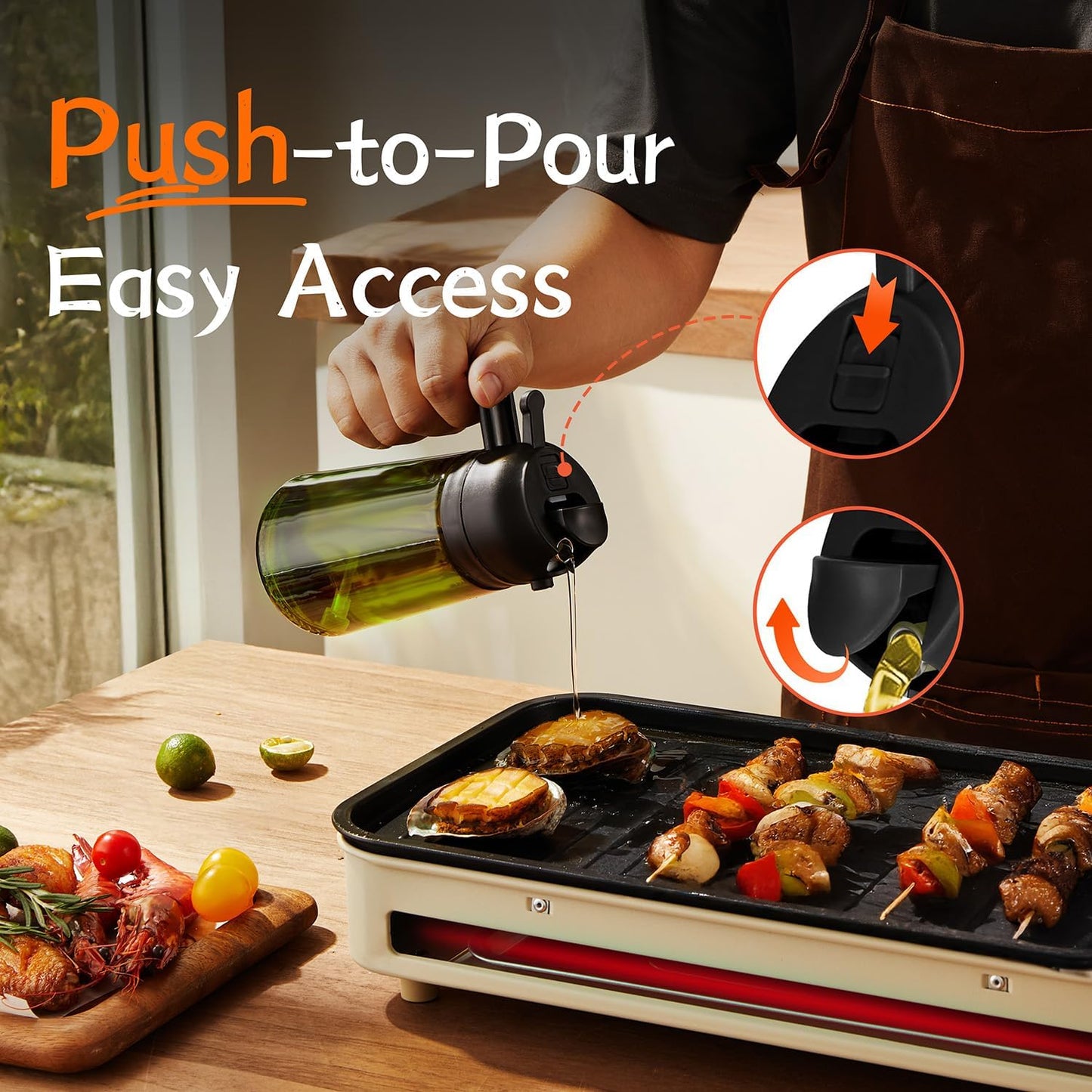 TrendPlain - Original 16oz/470ml Olive Oil Dispenser Bottle for Kitchen Gadgets and Air Fryer