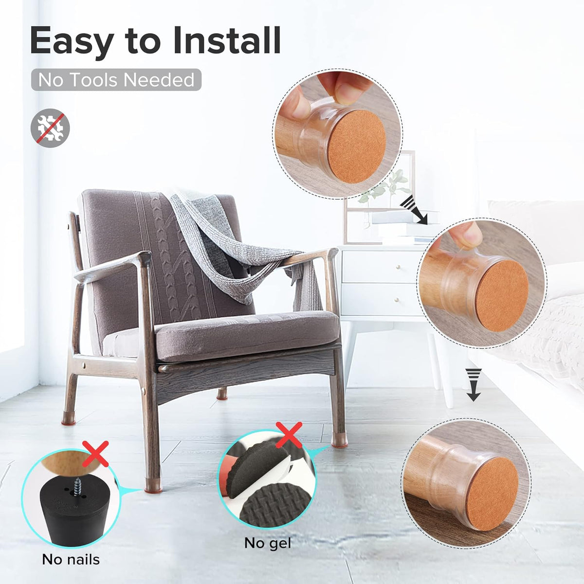 24PCS Upgraded Silicone Chair Leg Floor Protectors for Hardwood Floors, Furniture Sliders for Chair