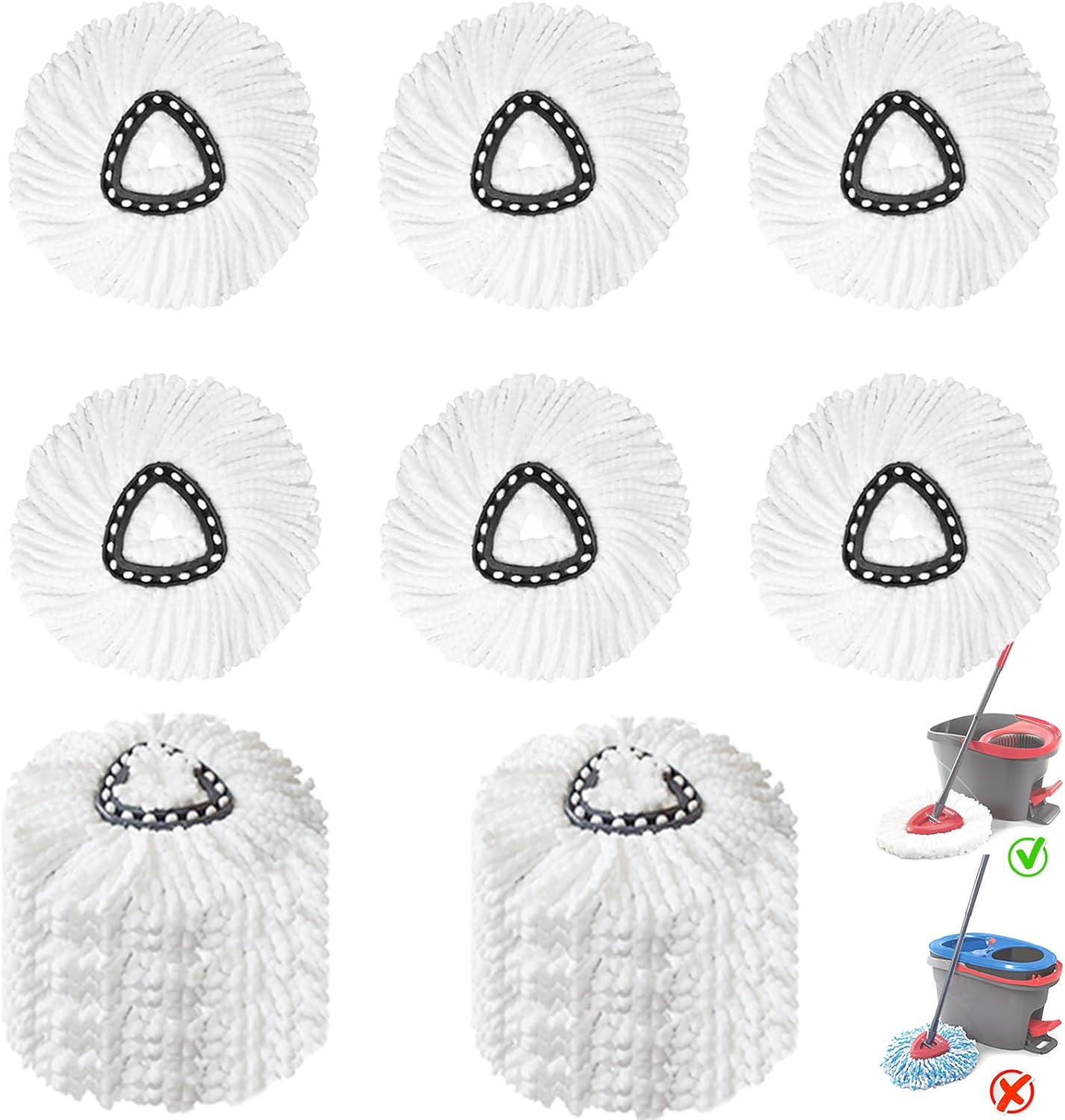 12 Pack Spin Mop Replacement Heads, 100% Microfiber Spin Mop Refill for Easy Wring Compatible with