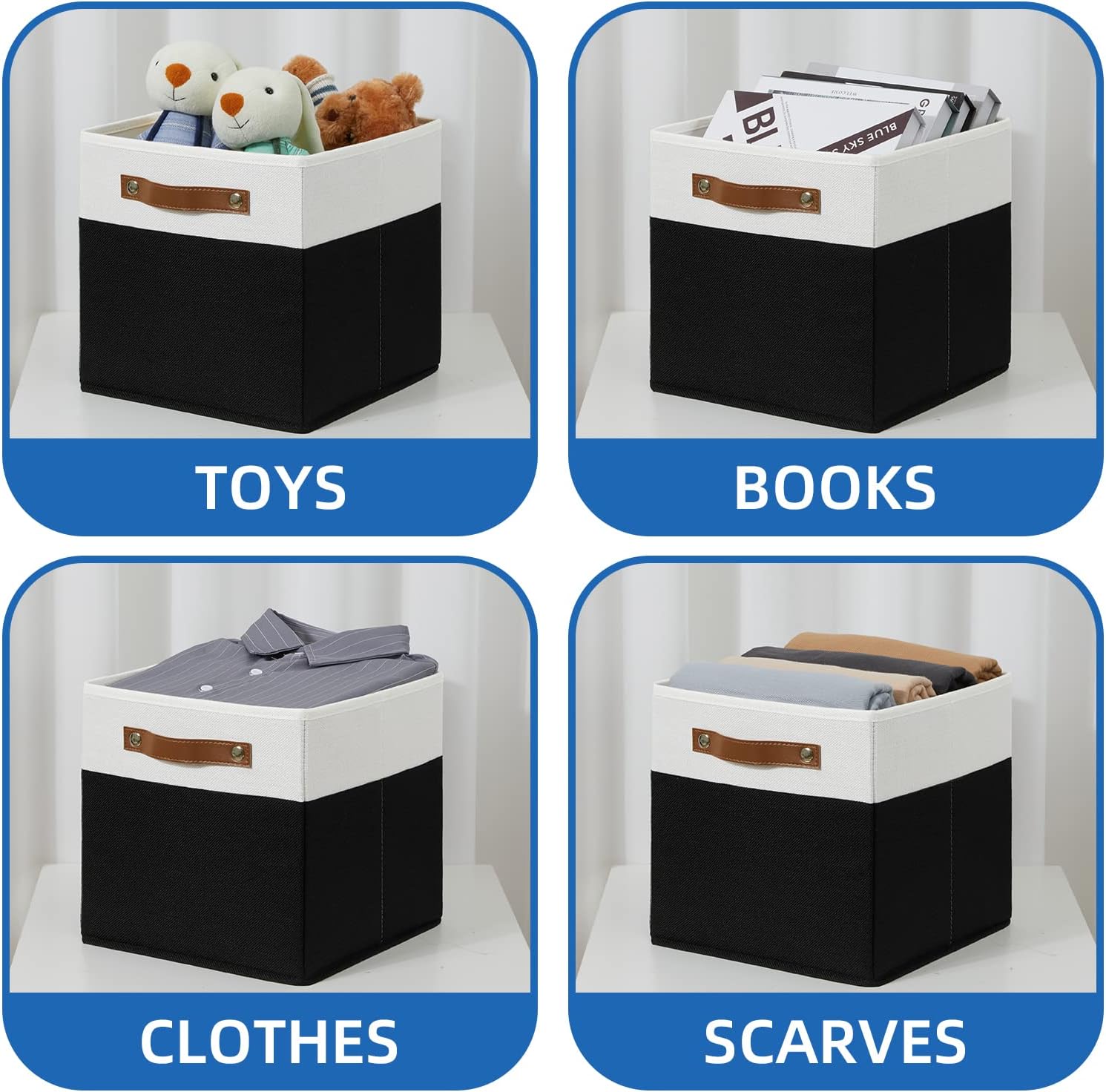 Temary 11 inch Cube Storage Bin 4 Pack Fabric Storage Cubes for Home, Fabric Storage Bin Storage