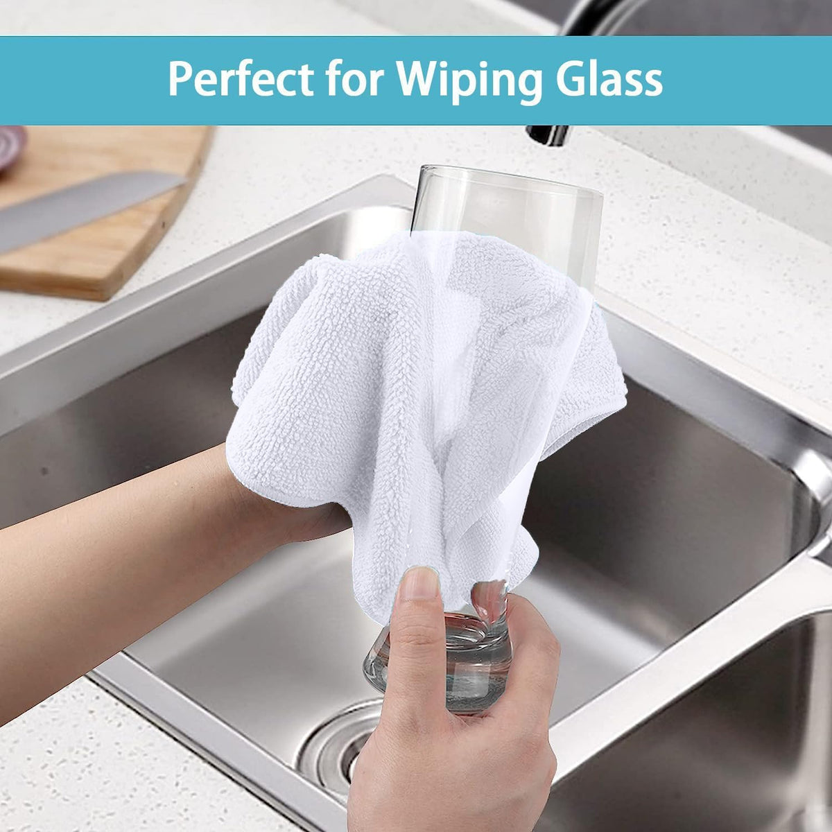 HOMEXCEL White Microfiber Cleaning Cloth, 100 Pack Cleaning Towels for Kitchen, Lint Free