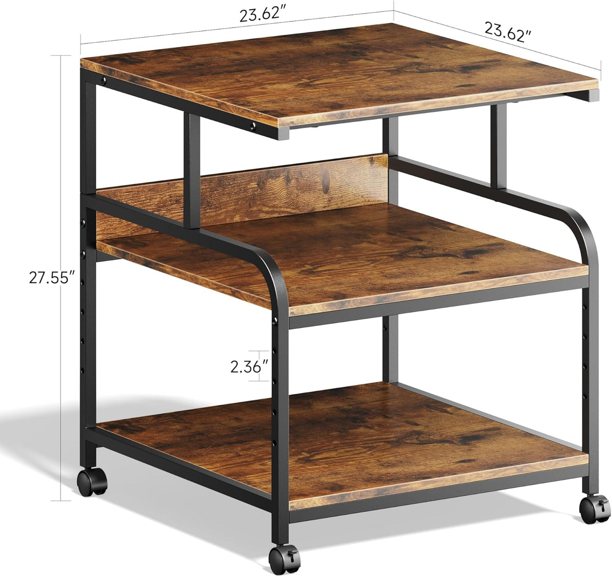 Warmiehomy 24x24 inches Printer Stand with Adjustable Storage Shelf - Large Printer Table with
