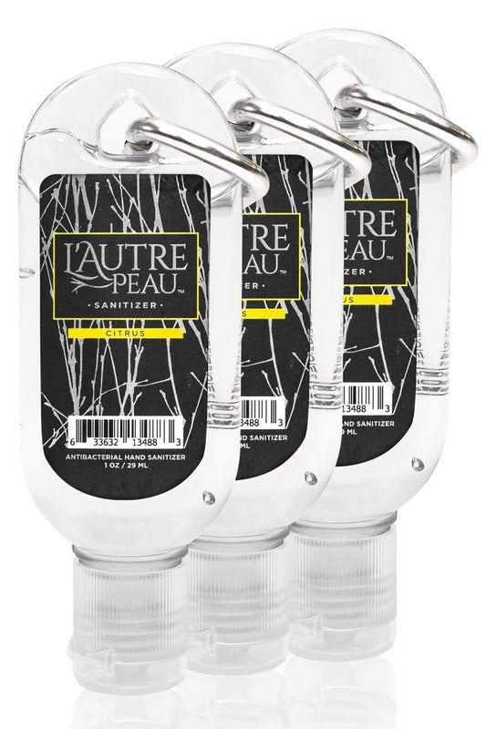 Travel Hand Sanitizer Gel with Aloe Vera & Vitamin E Made by L’AUTRE PEAU - Citrus Scented Alcohol