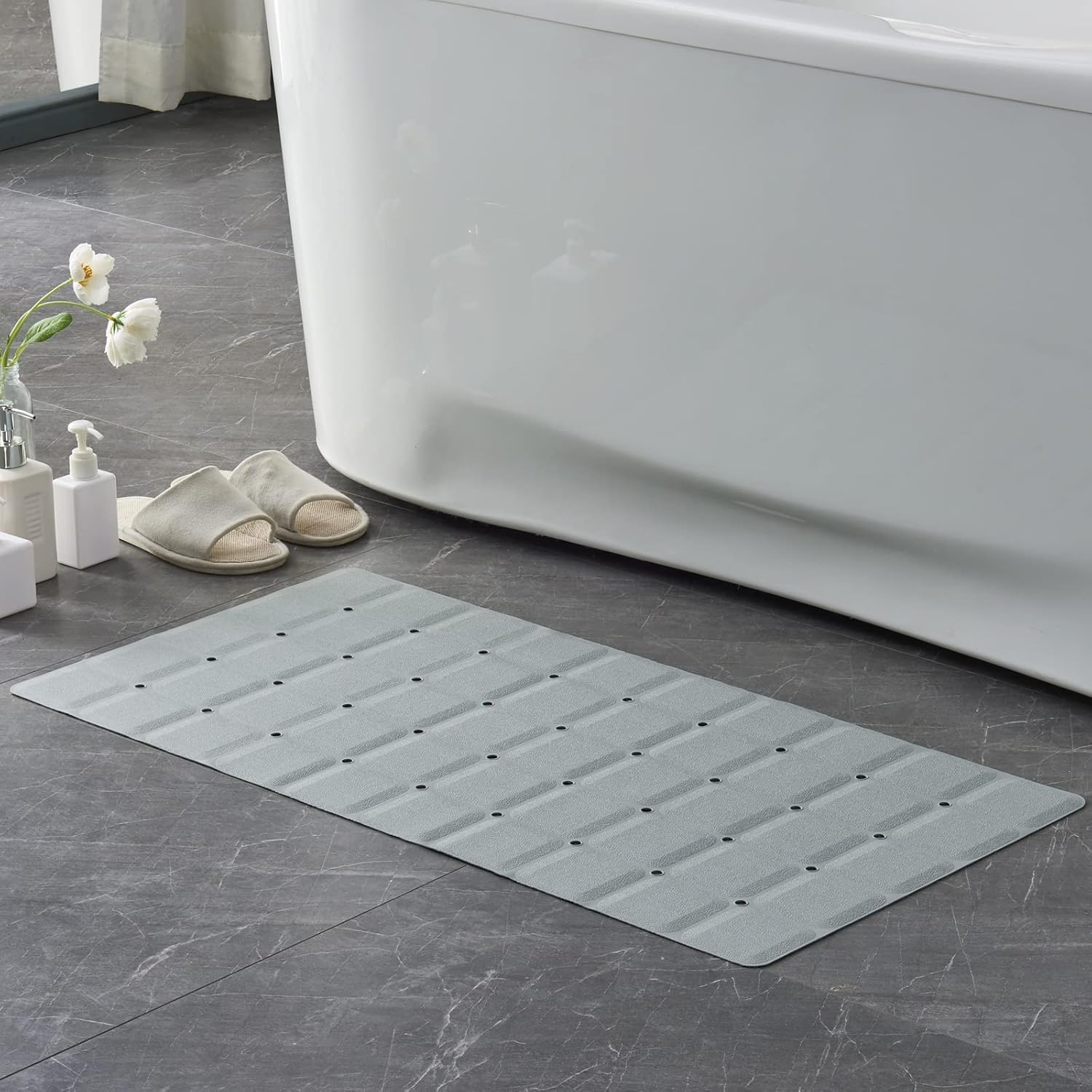 Foldable Silicone Bathtub Mat: Jumbo Size Heavy Duty Safety Bath Mat for Tub Without Suction Cups