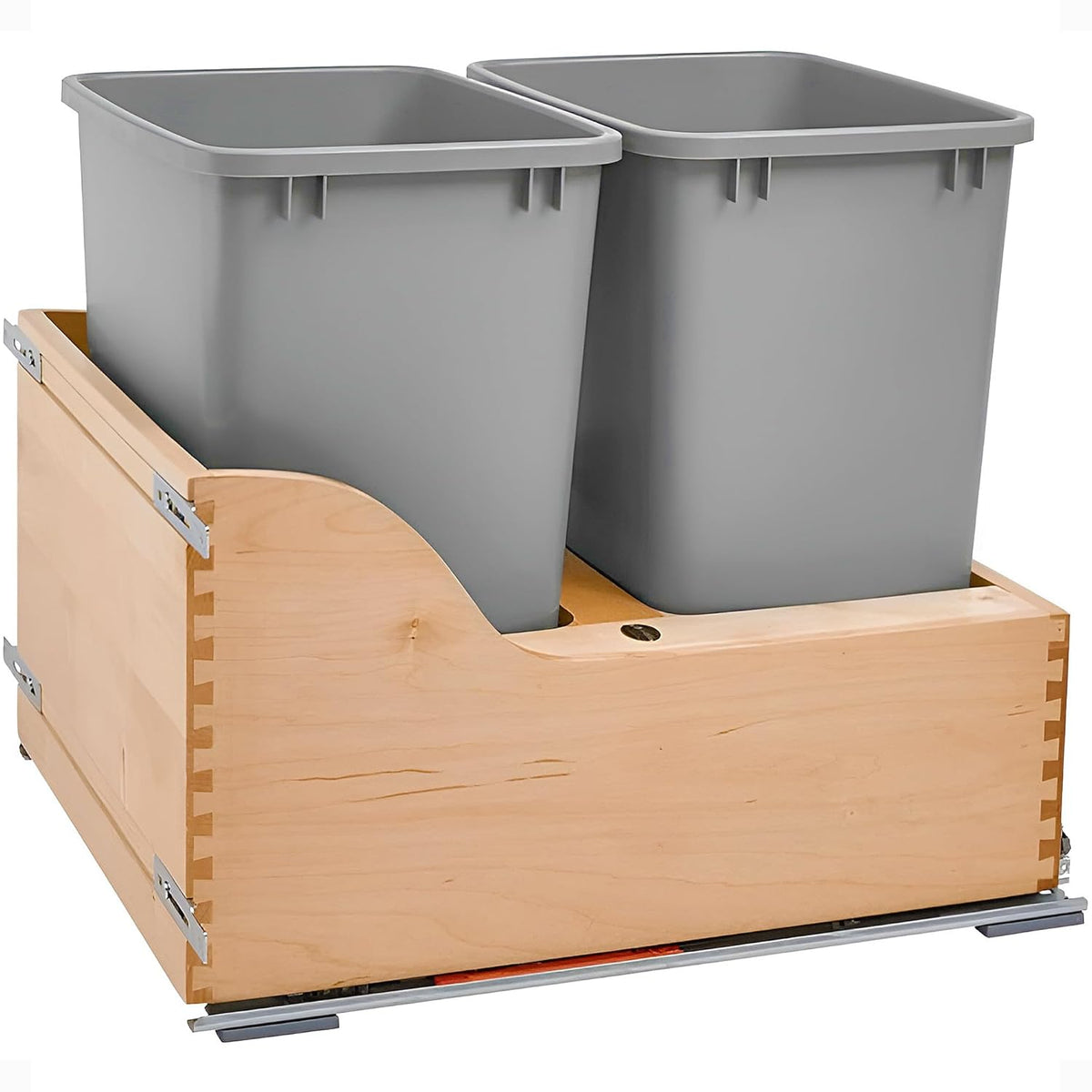 Rev-A-Shelf Pullout Trash Cans for Kitchen Cabinet, Dual 35 Qt Bins with 18" Wood Frame - Large
