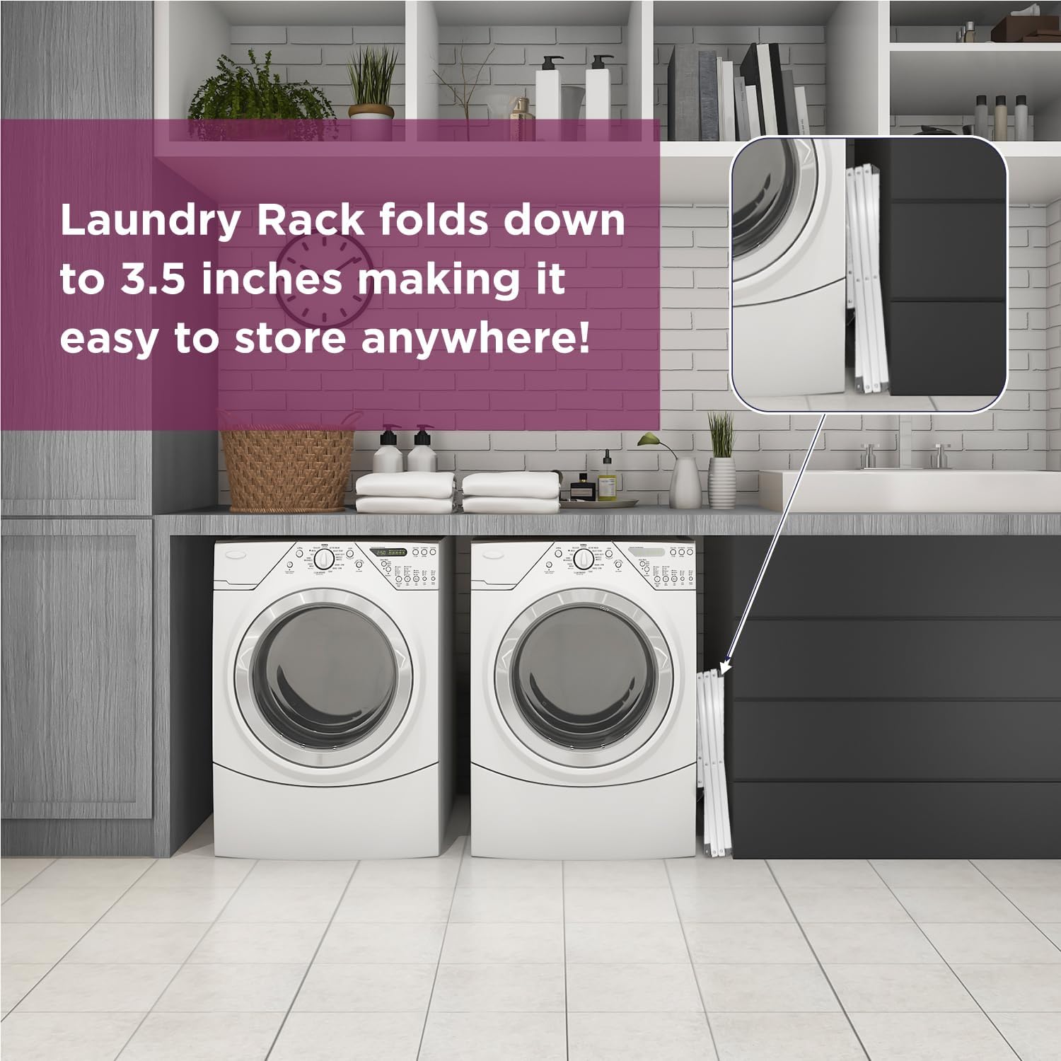 BLACK+DECKER 3 Tier Expandable Collapsing Foldable Laundry Rack for Air Drying Clothing, Space
