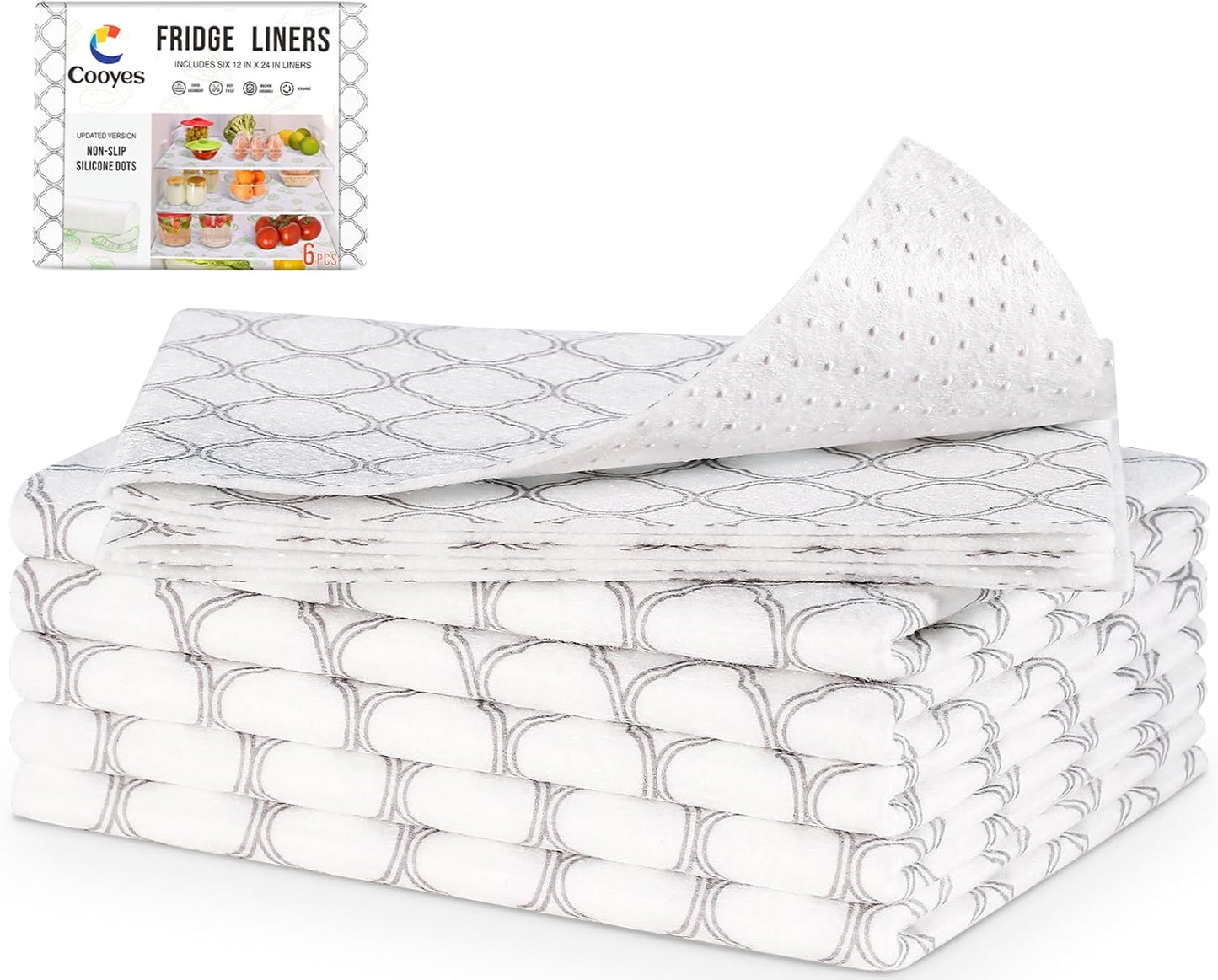 Cooyes Non Slip Refrigerator Liners, 2 in 1 Absorbent Fridge Liners and Fresh Mats Machine