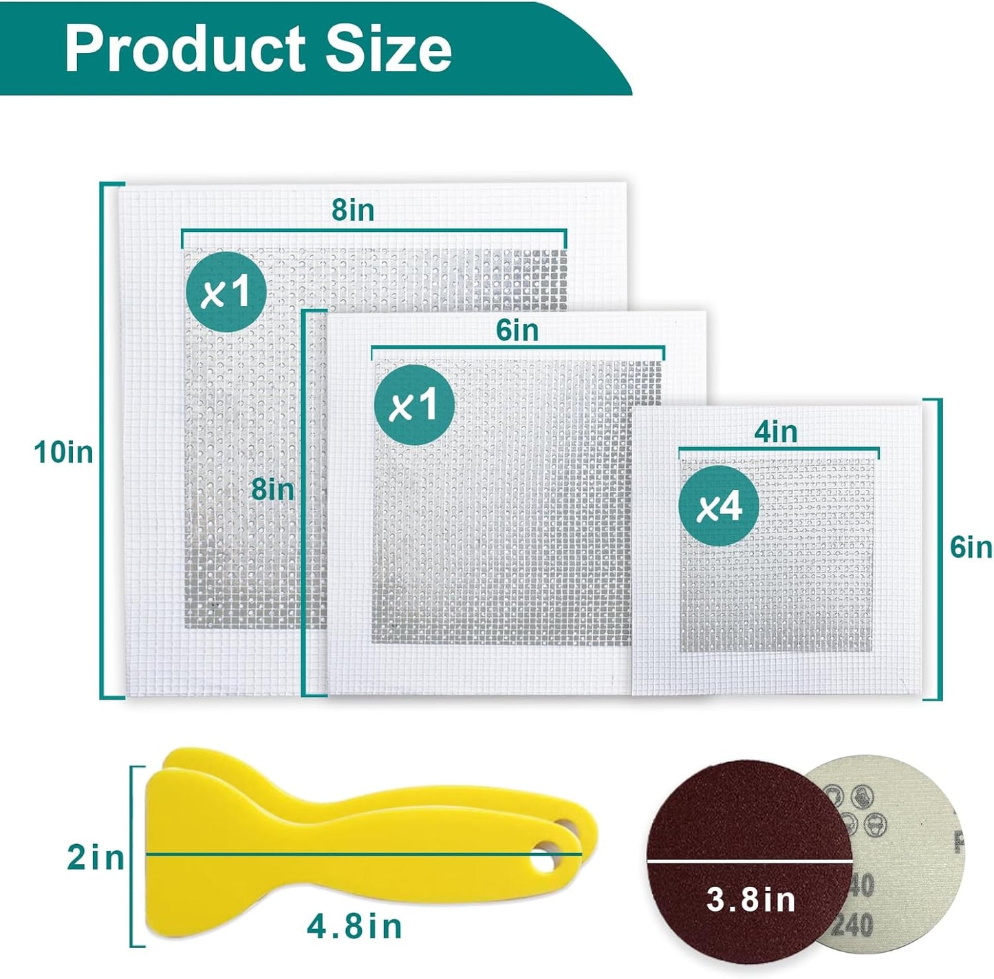 10 Pack Drywall Repair Kit for Large Holes, 4/6/8 Inch Dry Wall Patch Kits for Erase a Small Nail