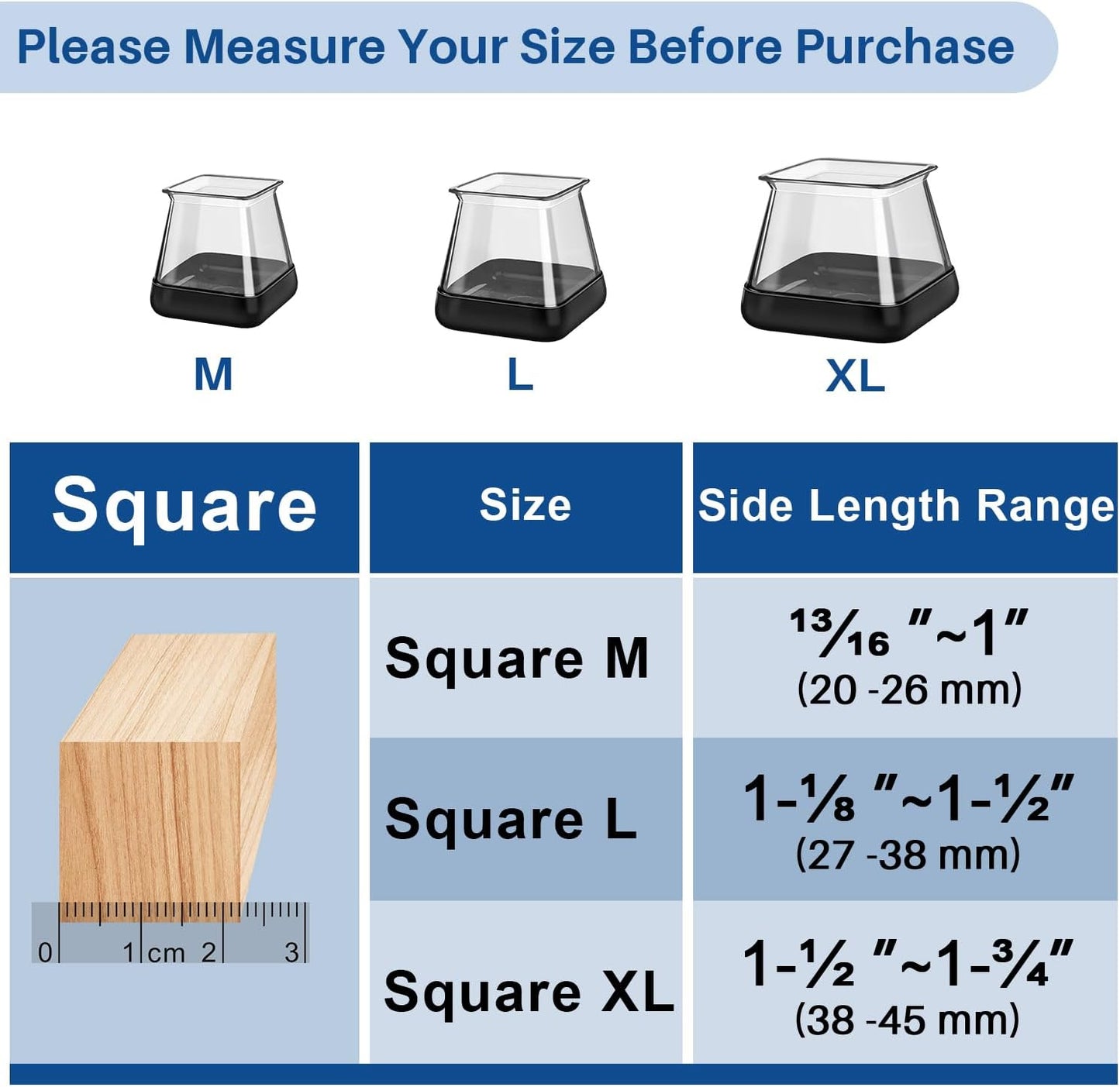 28 Pcs Chair Leg Sliders for Carpet, Square Chair Leg Floor Protectors Glides, Silicone Furniture