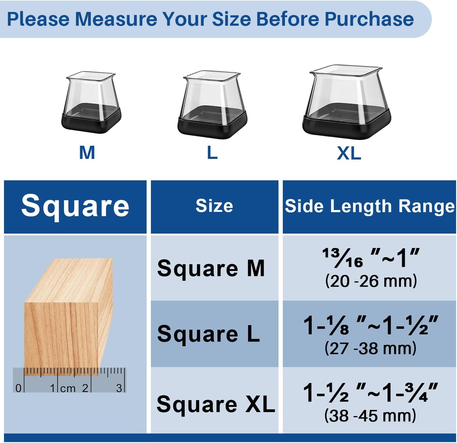 28 Pcs Chair Leg Sliders for Carpet, Square Chair Leg Floor Protectors Glides, Silicone Furniture
