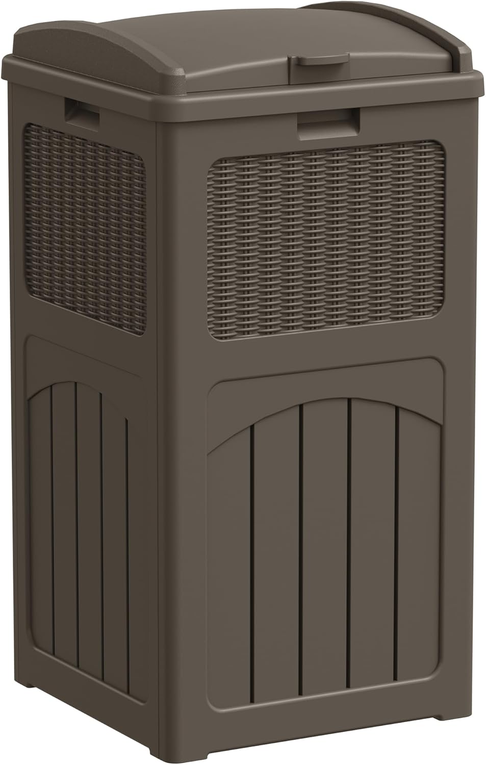 Greesum 33 Gallon Outdoor Trash Can with Lid, Waterproof Resin Garbage Bin for Hideaway, Deck