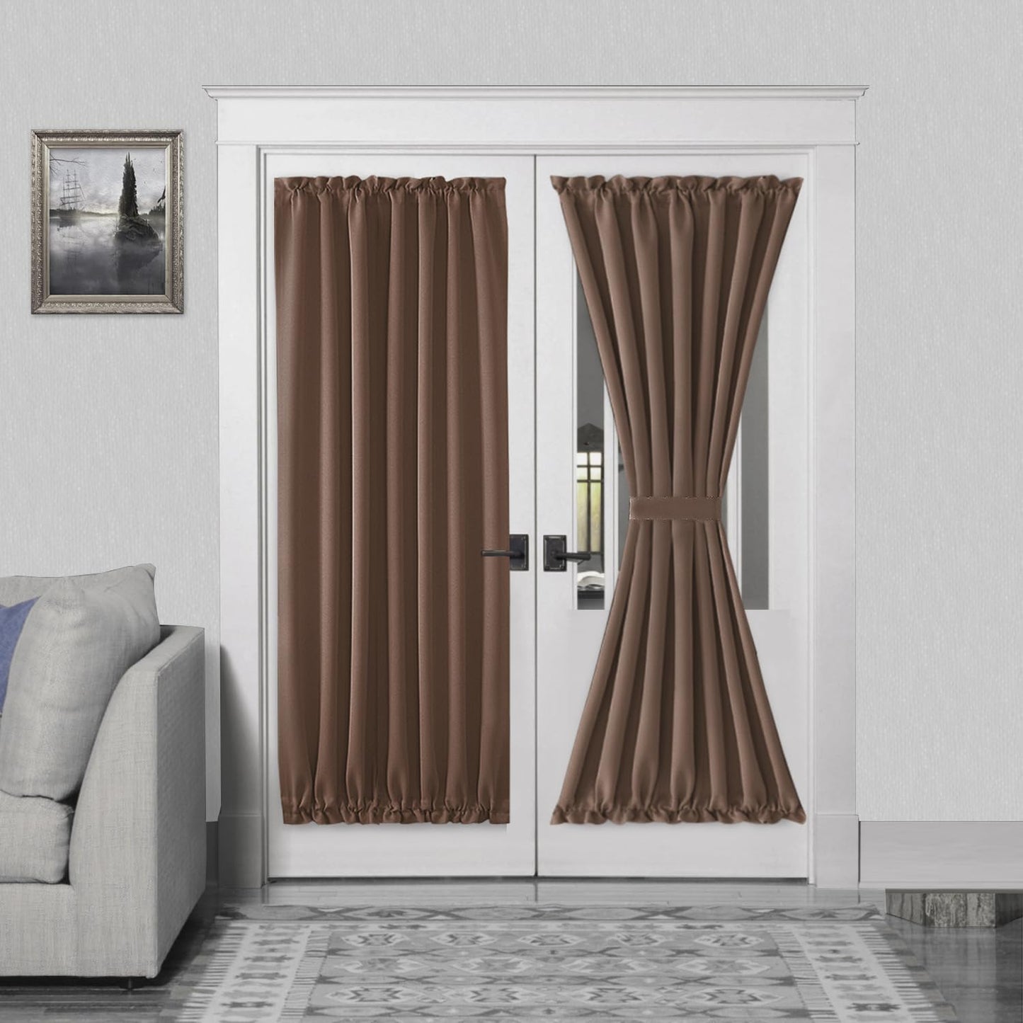 DWCN French Door Curtains – Rod Pocket Thermal Blackout Curtain for Doors with Glass Window