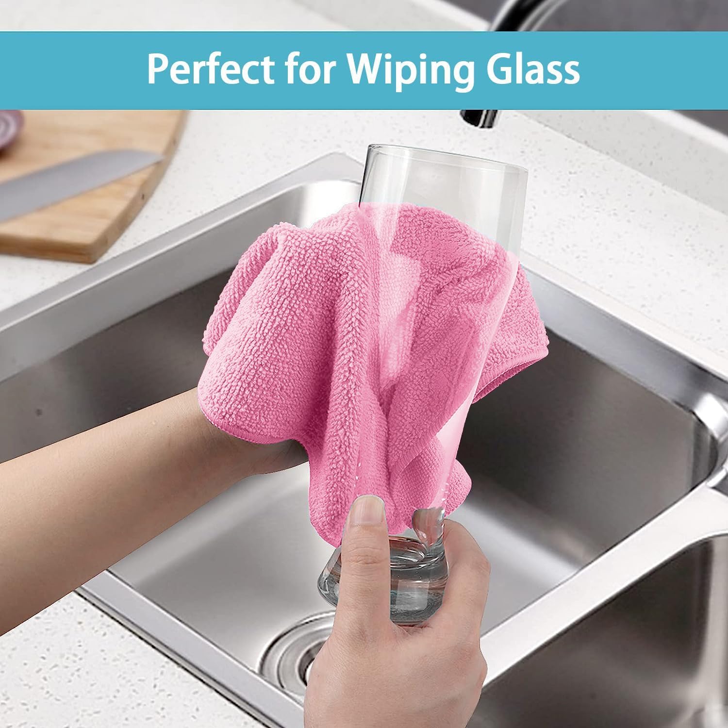 HOMEXCEL Pink Microfiber Cleaning Cloth, 50 Pack Cleaning Towels for Kitchen, Lint Free