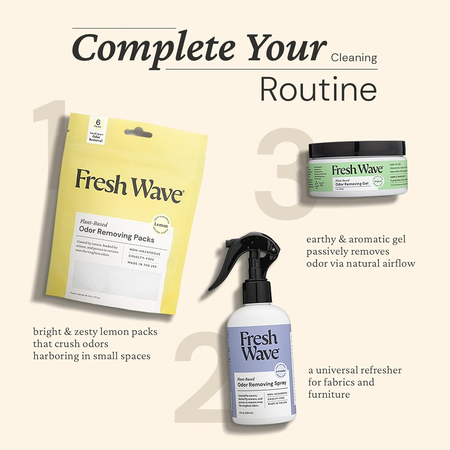 Fresh Wave Lemon Odor Eliminating & Deodorizing Packs | Bag of 6 | Safer Odor Relief for Small