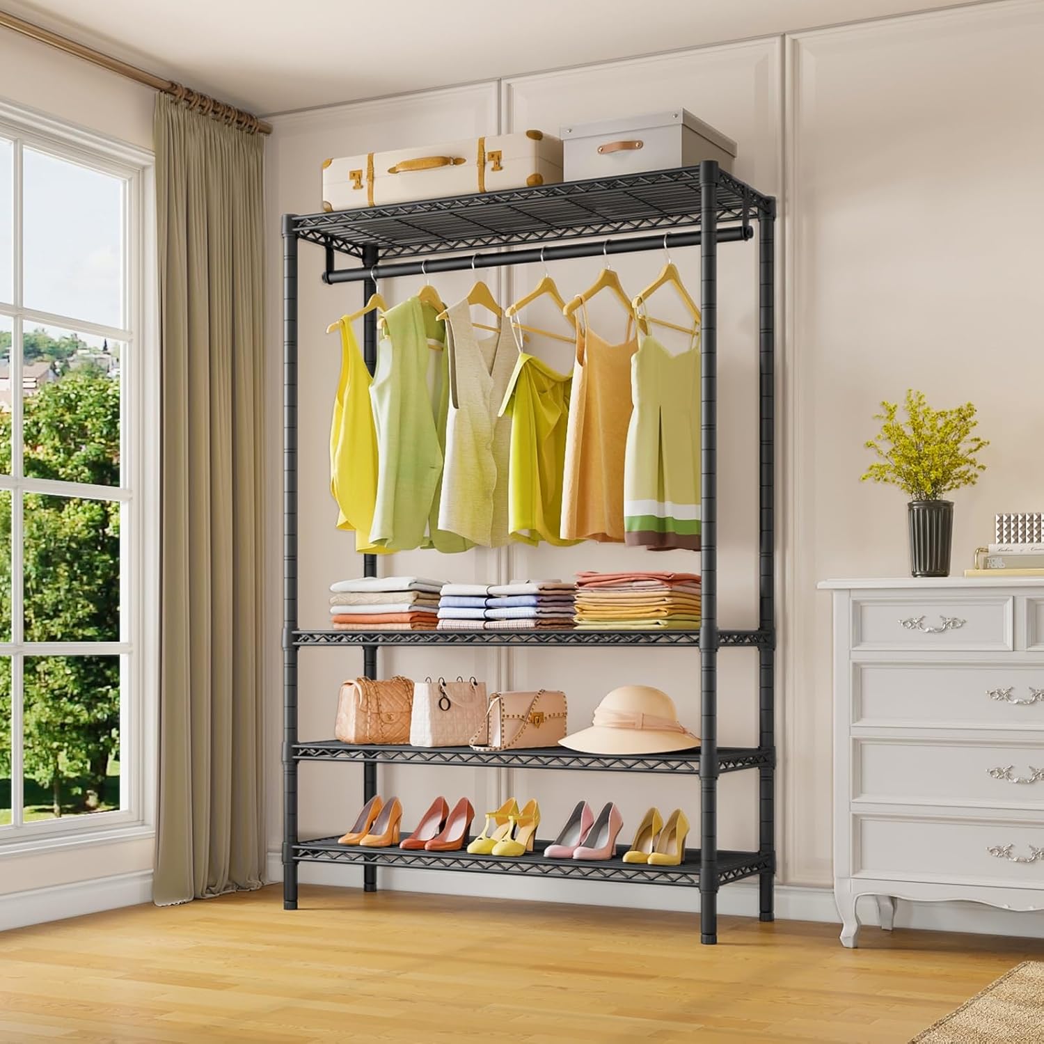 VIPEK V1 Plus Heavy Duty Clothes Rack with Shelves - 4 Tiers Adjustable Height | Holds Up to 540lbs