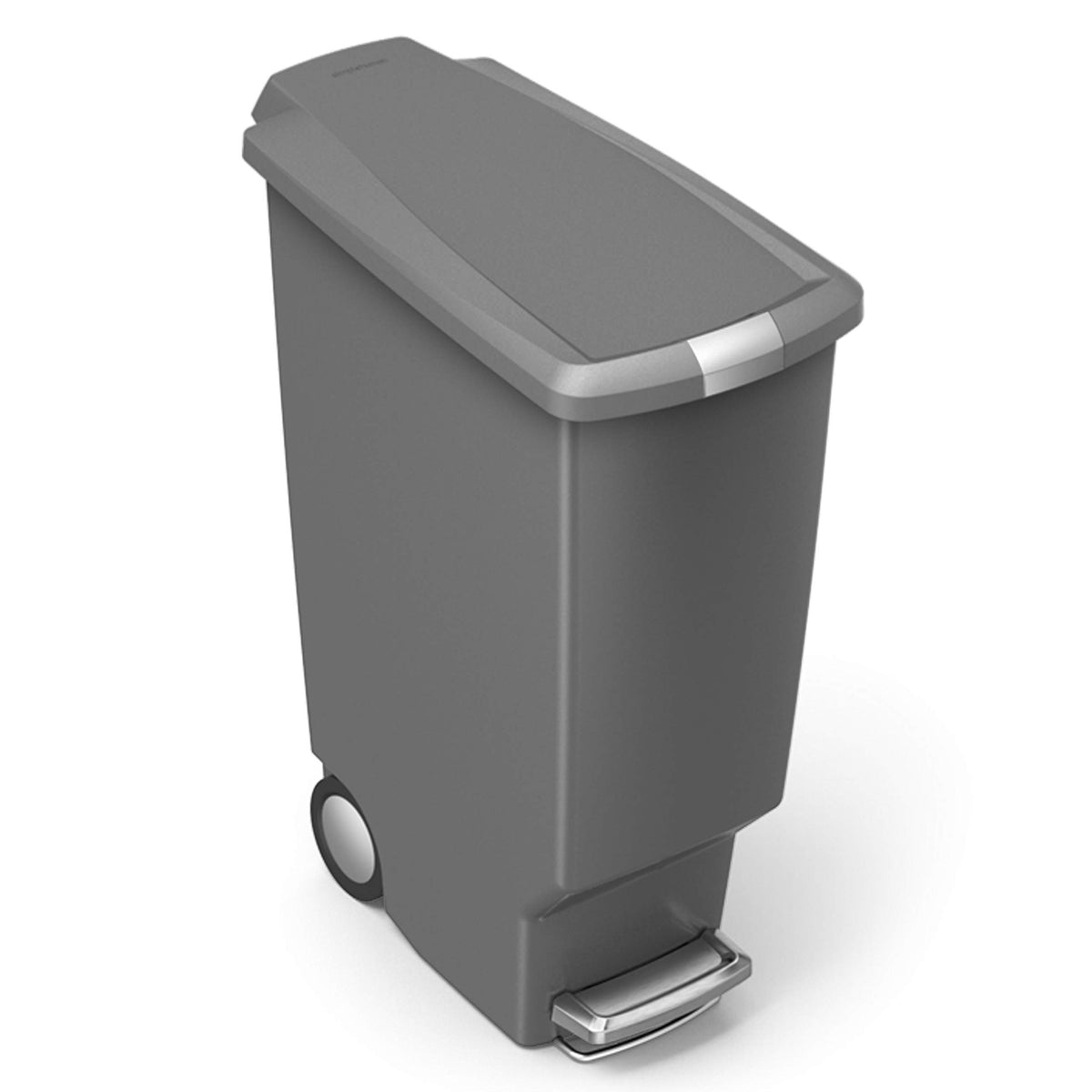 simplehuman 40 Liter / 10.6 Gallon Slim Kitchen Step Trash Can With Secure Slide Lock, Grey Plastic