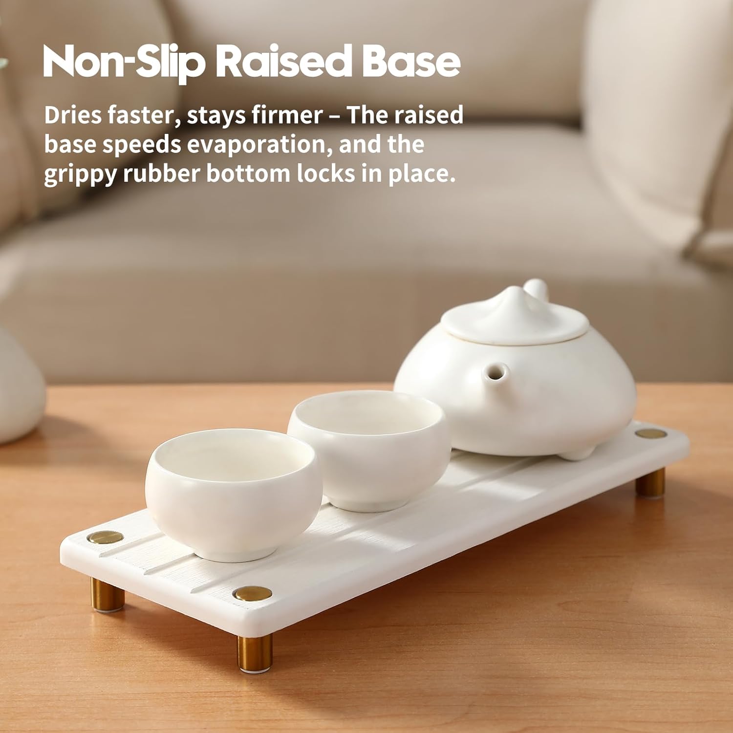 Instant Dry Sink Caddy Kitchen Sink Organizer, Quick Drying Diatomaceous Earth Stone Sink Tray