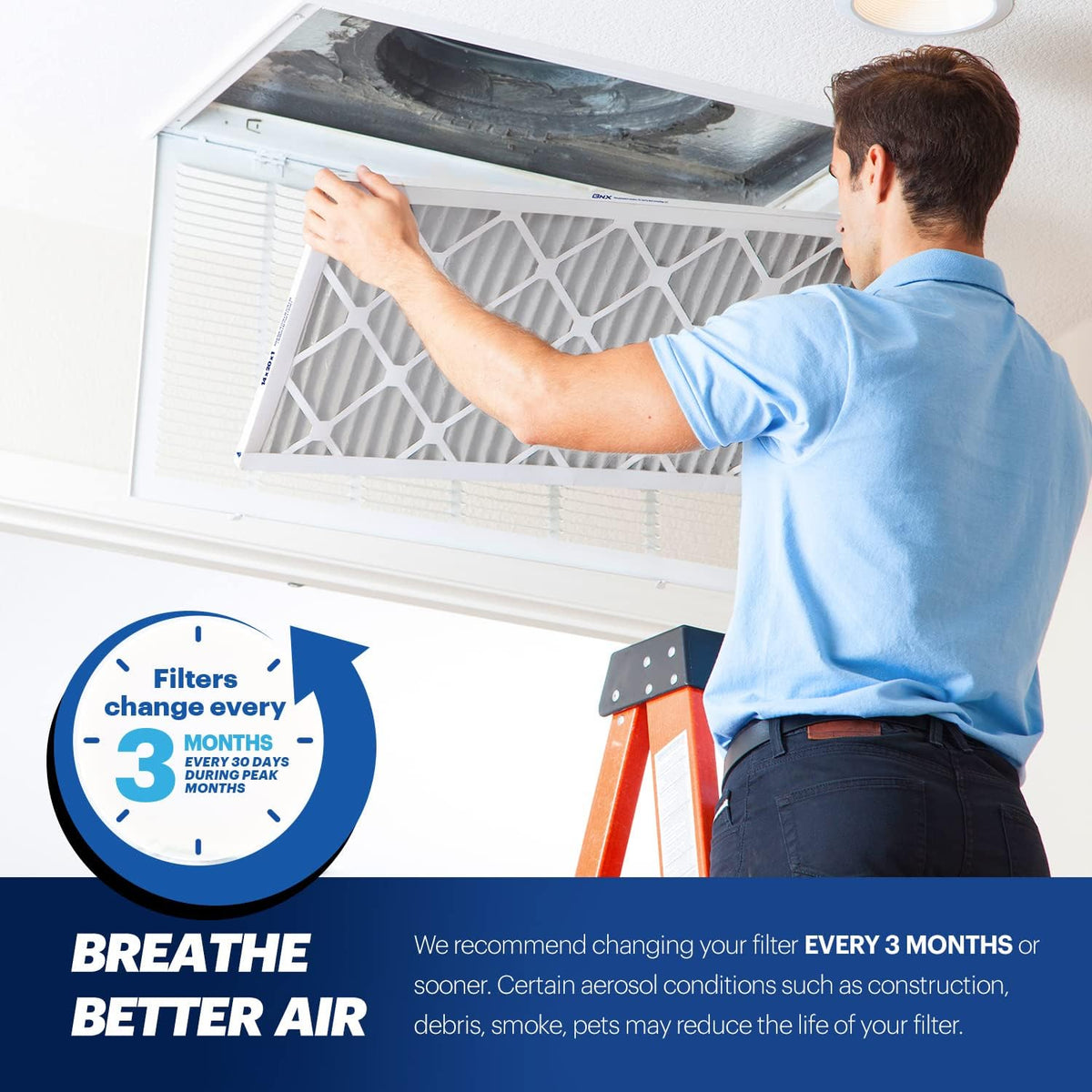BNX 14x25x1 MERV 13 Air Filter 12 Pack - MADE IN USA - Electrostatic Pleated Air Conditioner HVAC