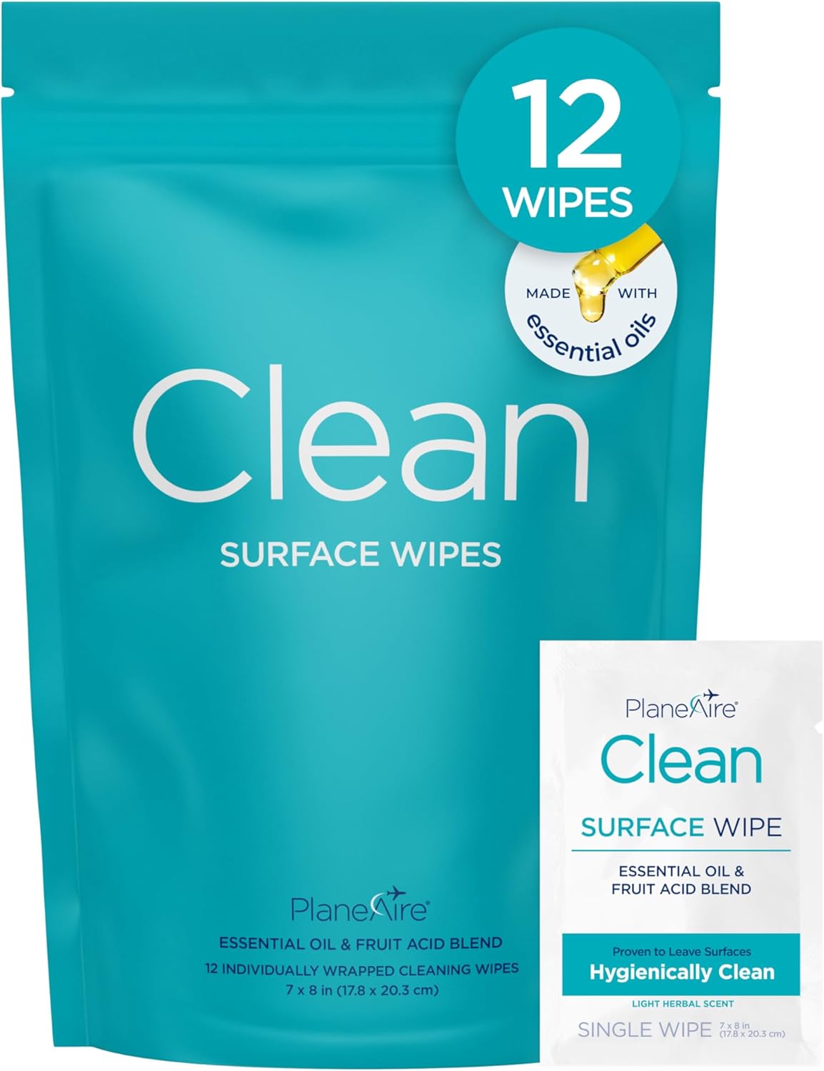 Clean Wipes | Surface Cleaning Wipes | Individually Wrapped Travel Wipes | All Purpose Cleaning