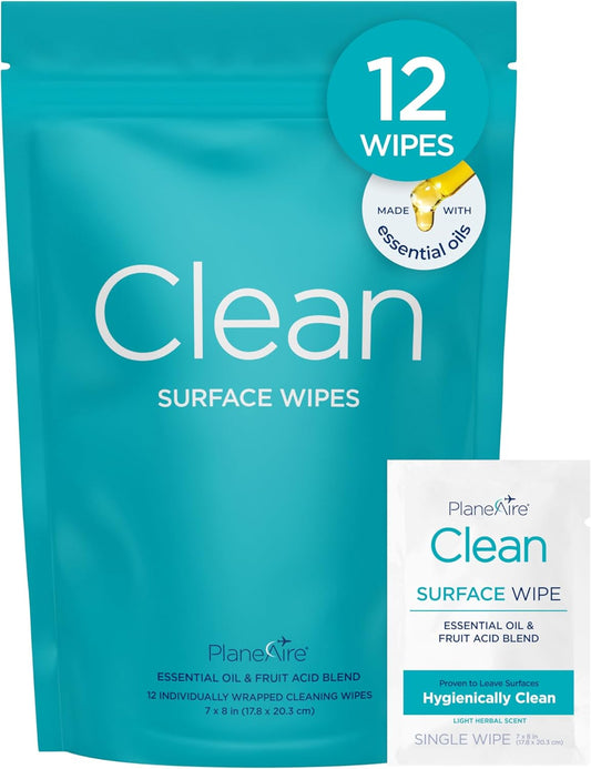 Clean Wipes | Surface Cleaning Wipes | Individually Wrapped Travel Wipes | All Purpose Cleaning