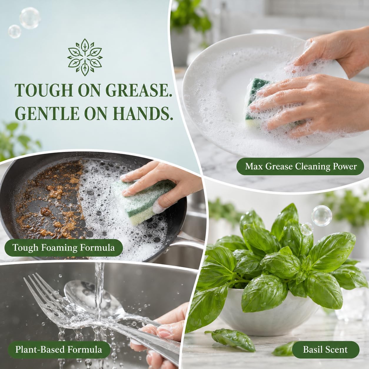 Ginger Lily Farms Botanicals Plant-Based Liquid Dish Soap, Concentrated Formula with Max Grease