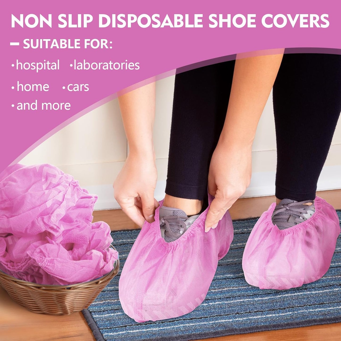 Zhanmai 300 Pack Disposable Shoe Covers Non Slip Disposable Large Foot Booties Shoe Covers for