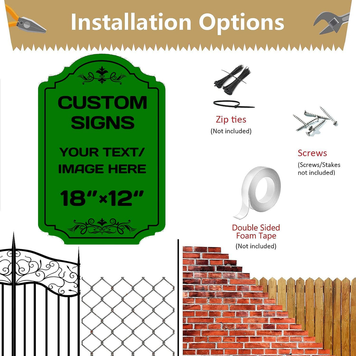 Personalized Aluminum Metal Signs - Weatherproof, Custom Text & Picture, Multiple Sizes - Hazard