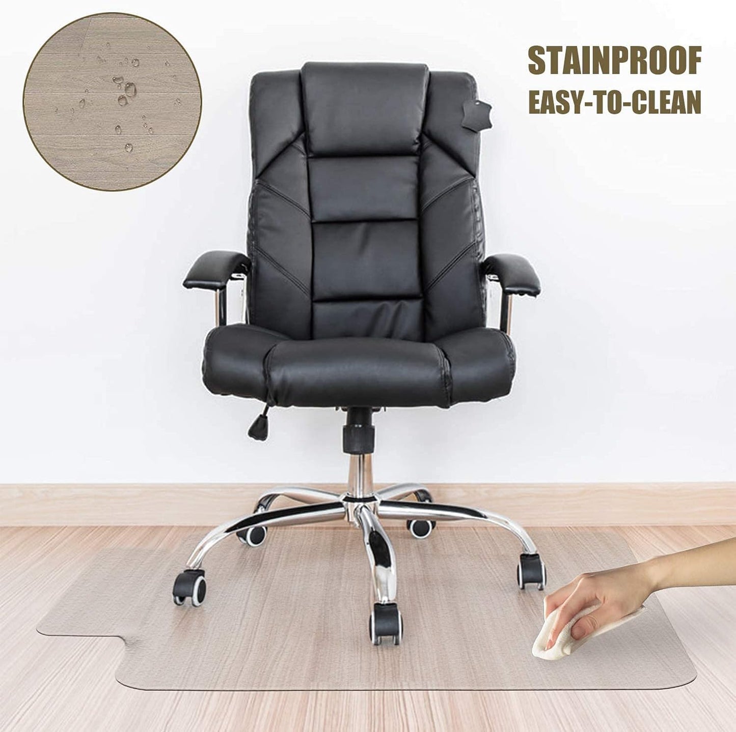 Kuyal Chair Mat, Rolling Chair Mat for Hardwood Floor, 45" X 53" Transparent PVC Home Office Floor