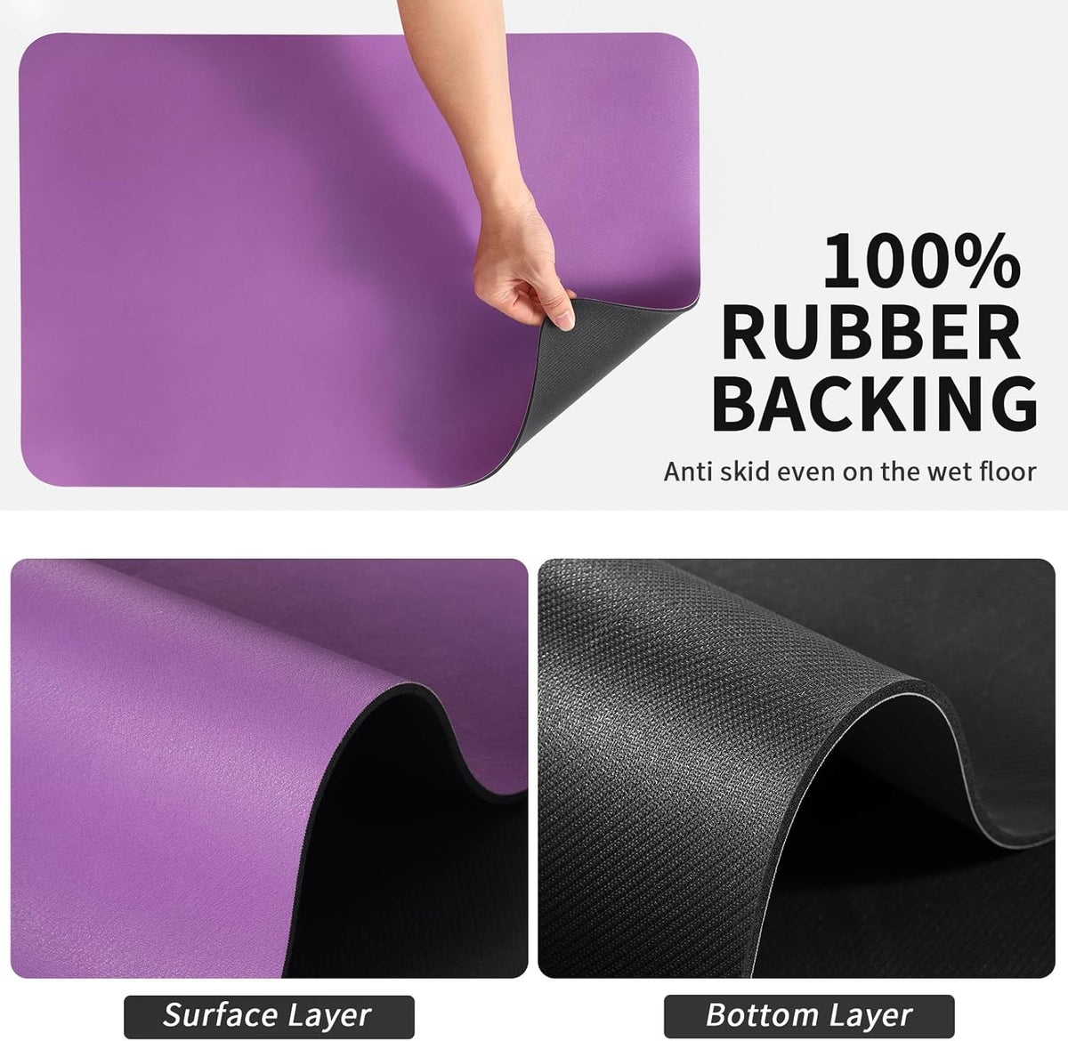 Dish Drying Mat for Kitchen Counter, Heat Resistant Drainer Mats with Non-slip Rubber Backed, Hide