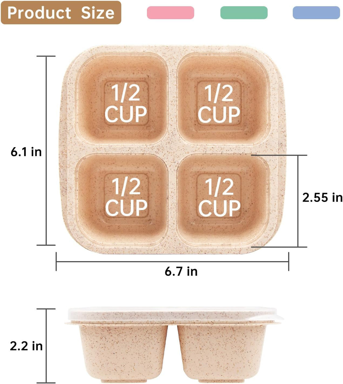 4 Pack Bento Lunch Box，4 Compartment Snack Containers，Divided Bento Snack Box，Meal Prep Containers