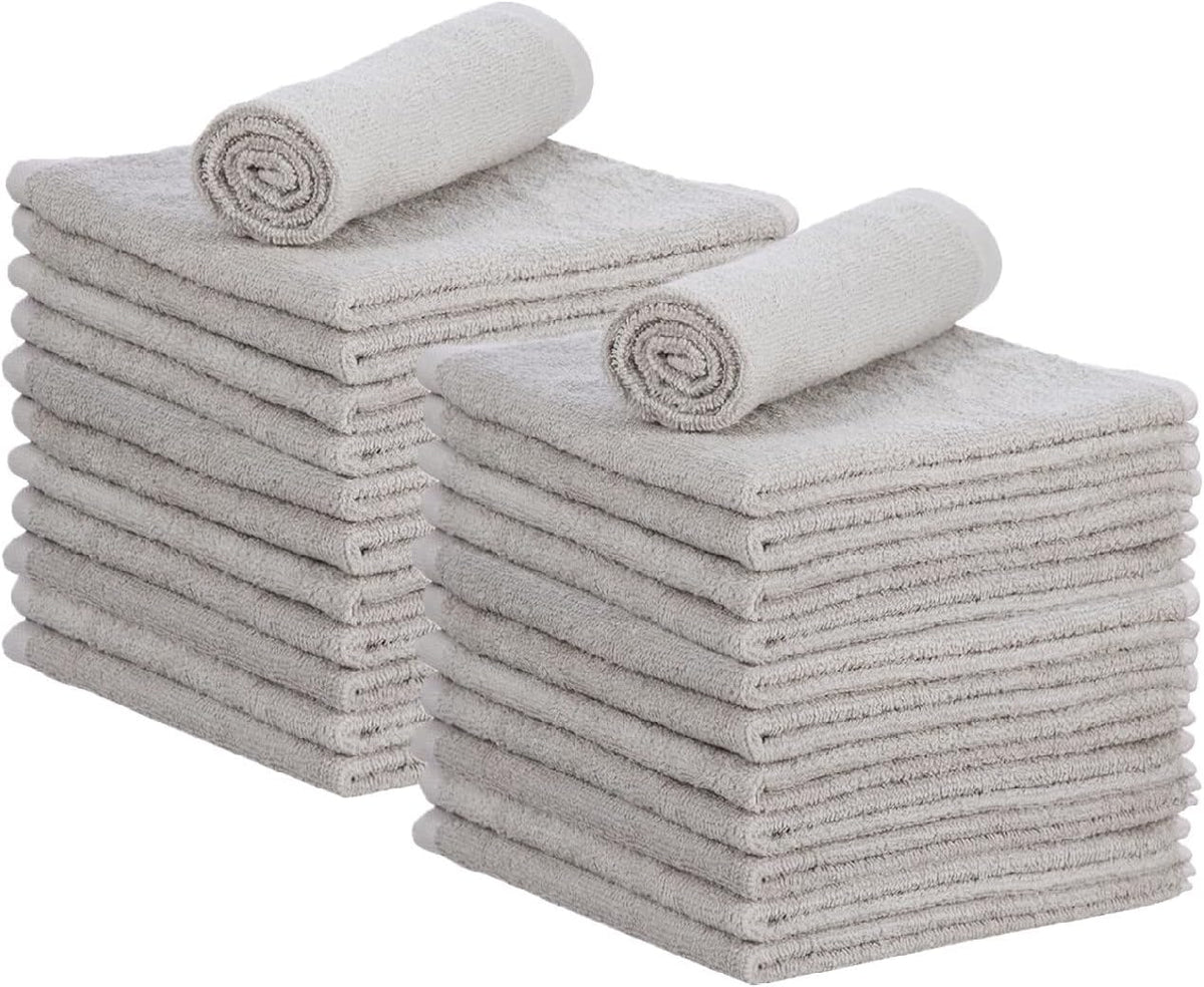 Superio Cotton Terry Washcloths Grey Towels 100% Cotton Cleaning Cloth 16" Rags Wash Clothes for