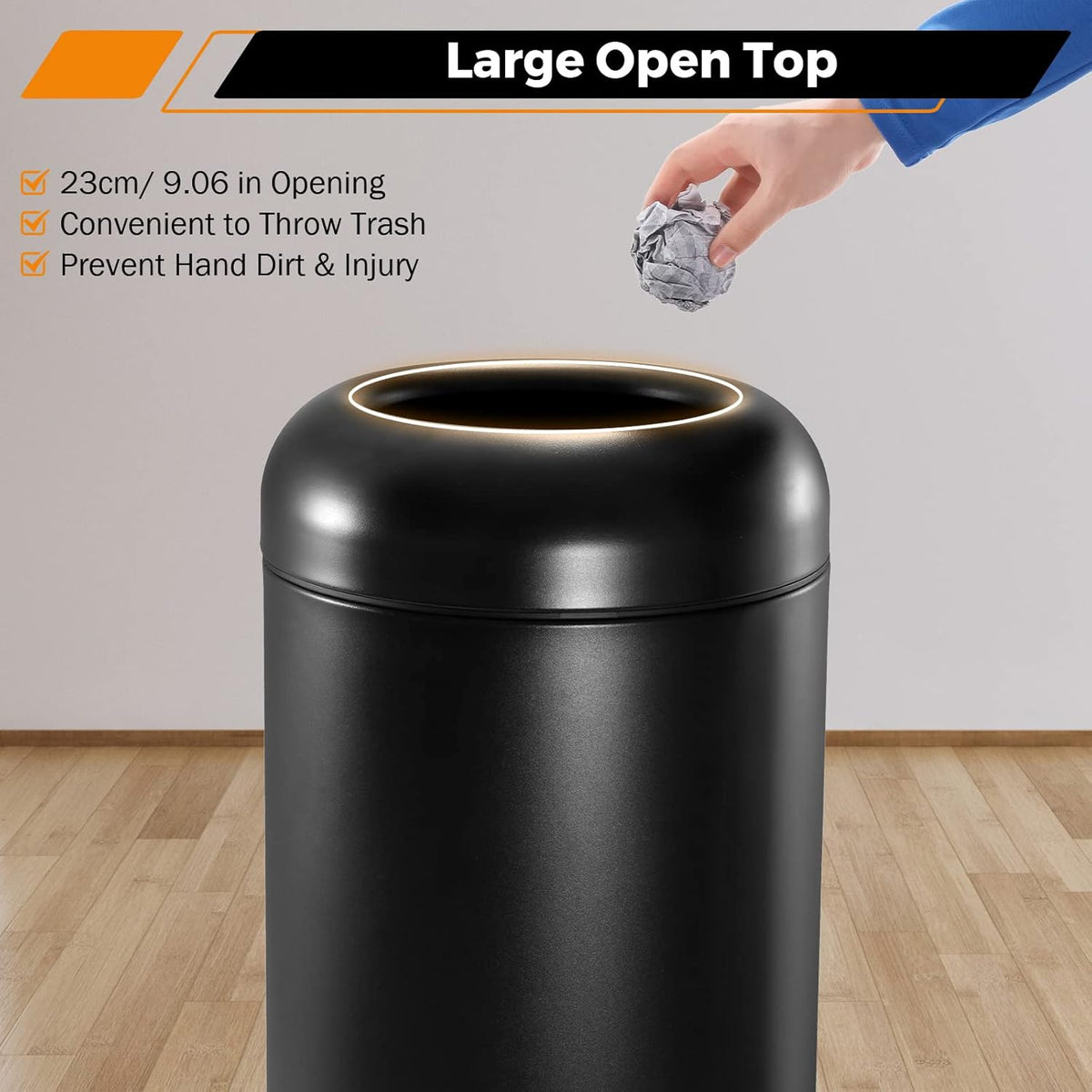 BEAMNOVA Commercial Trash Can 16.5 Gallon Open Top Outdoor Indoor Garbage Enclosure Inner with Lid
