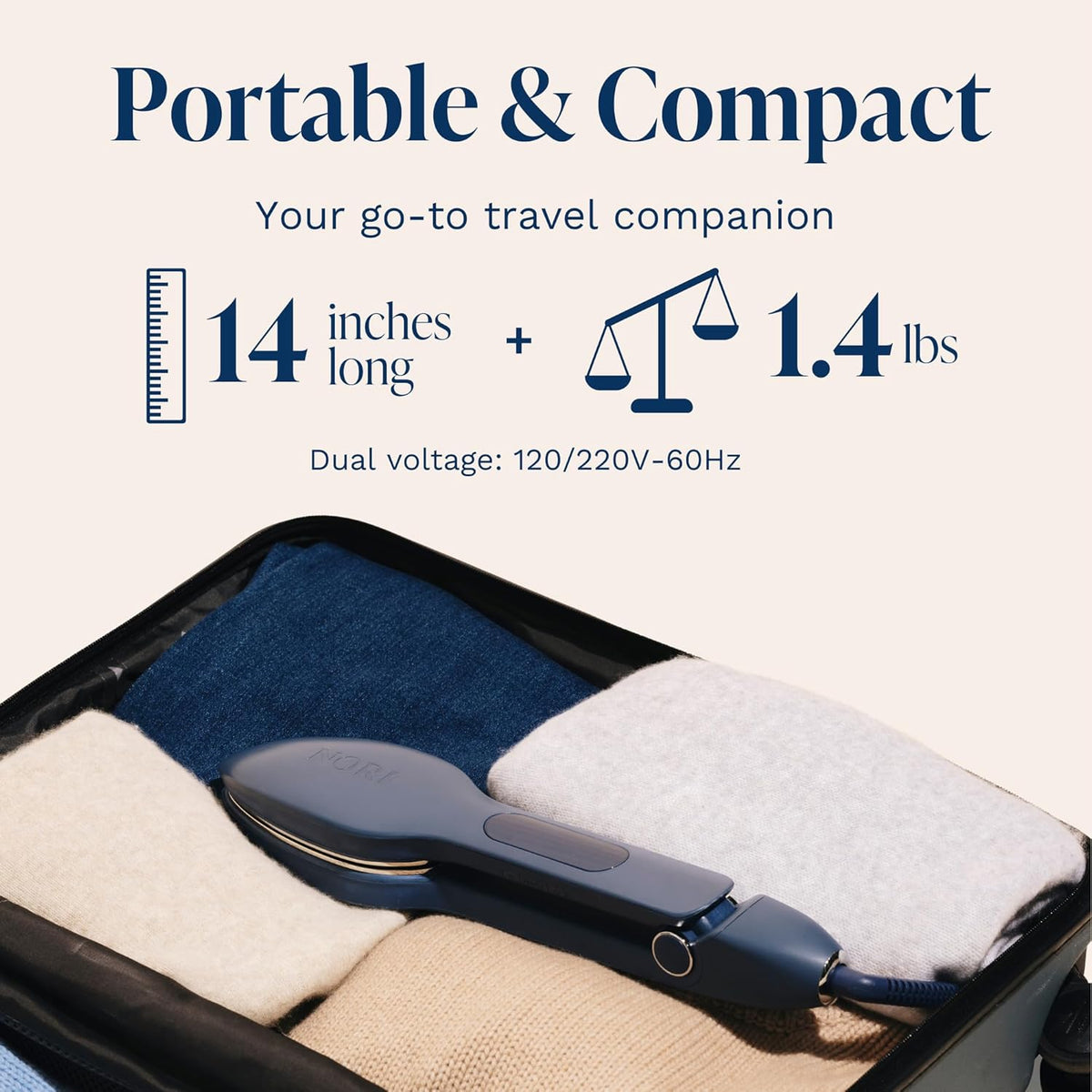 Nori Press Travel Steam Iron - Handheld Iron With Optional Steam Feature - No Ironing Board