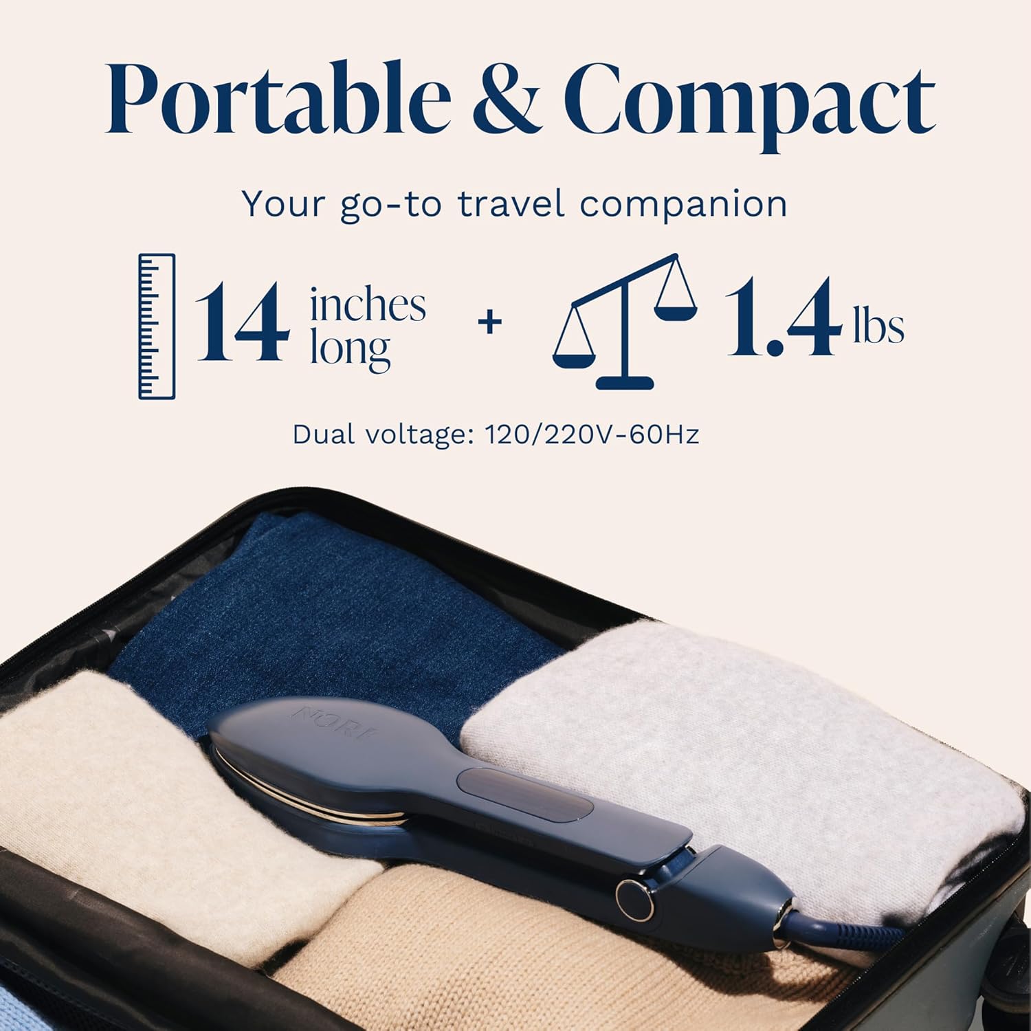 Nori Press Travel Steam Iron - Handheld Iron With Optional Steam Feature - No Ironing Board